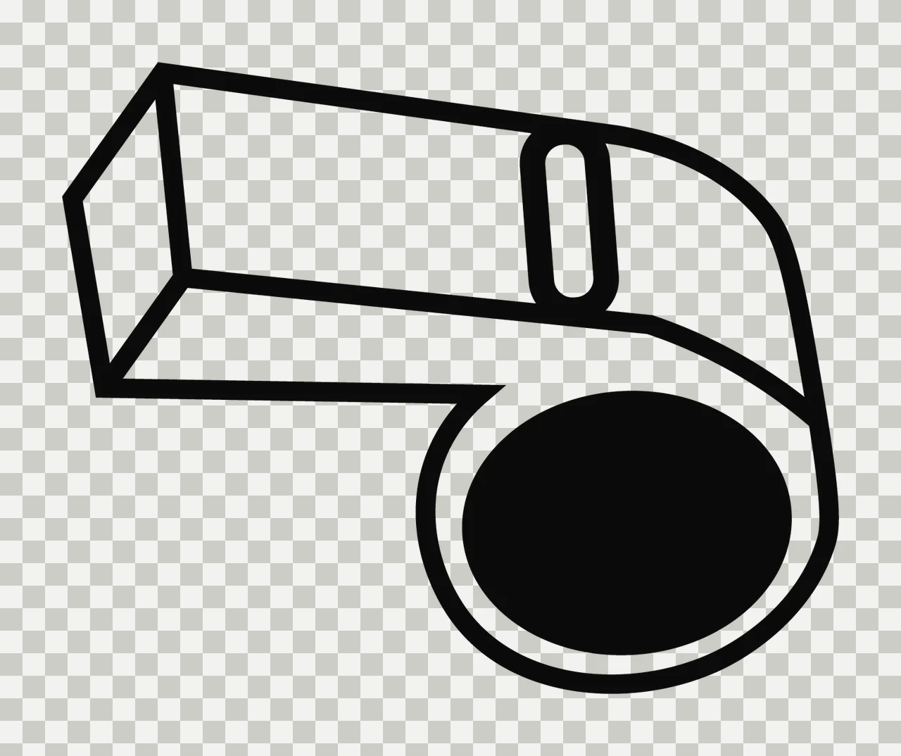 Black Outline Sports Whistle Icon Pointing mouthpiece circular opening transparency and detail preview thumbnail