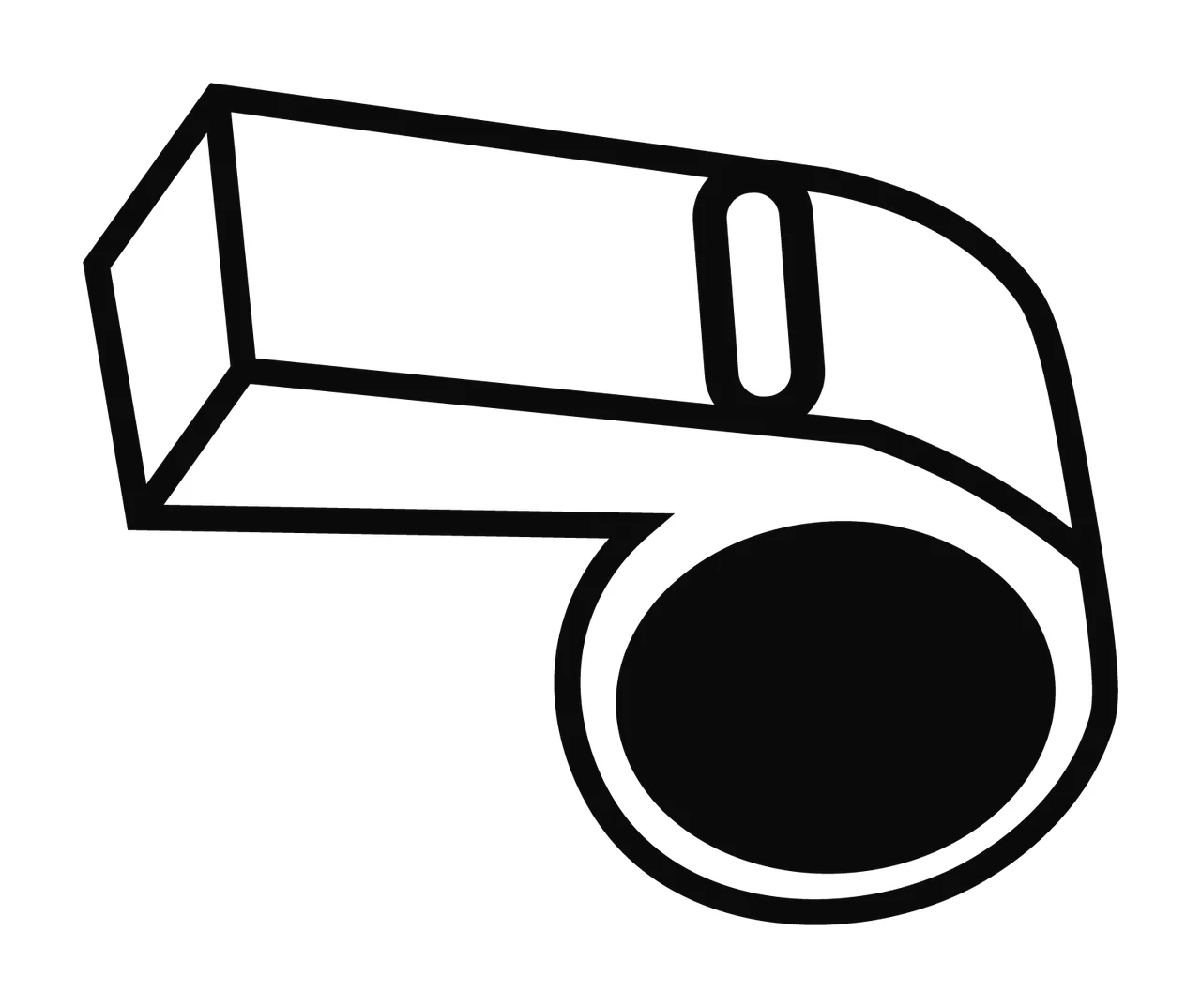 Black Outline Sports Whistle Icon Pointing mouthpiece circular opening