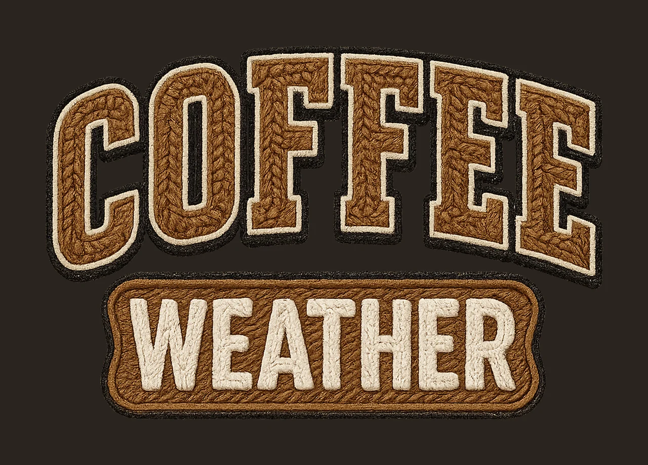 Cute Fall Coffee Weather Preppy Varsity Design Faux Yarn contrast preview thumbnail