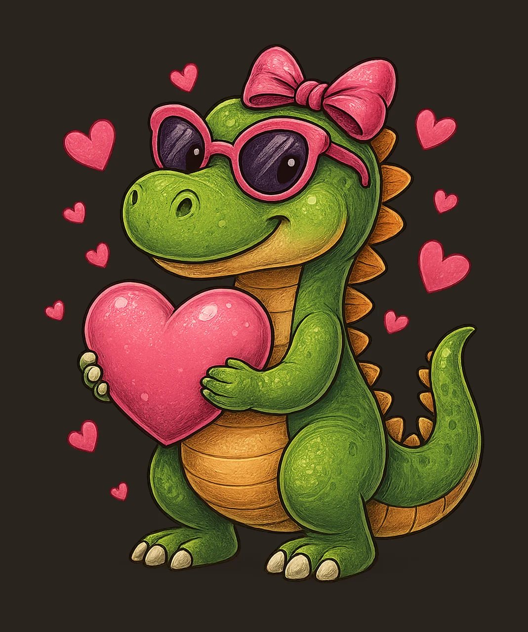 Valentine Rex Artwork Dinosaur Love Cute Dino Heart Design contrast preview thumbnail