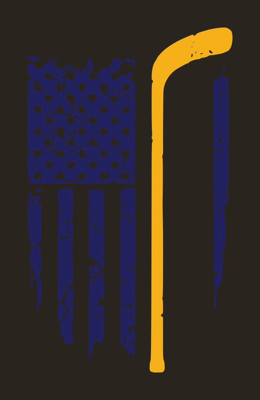 Hockey Flag Distressed Graphic With Vertical Stick and Variation contrast preview thumbnail