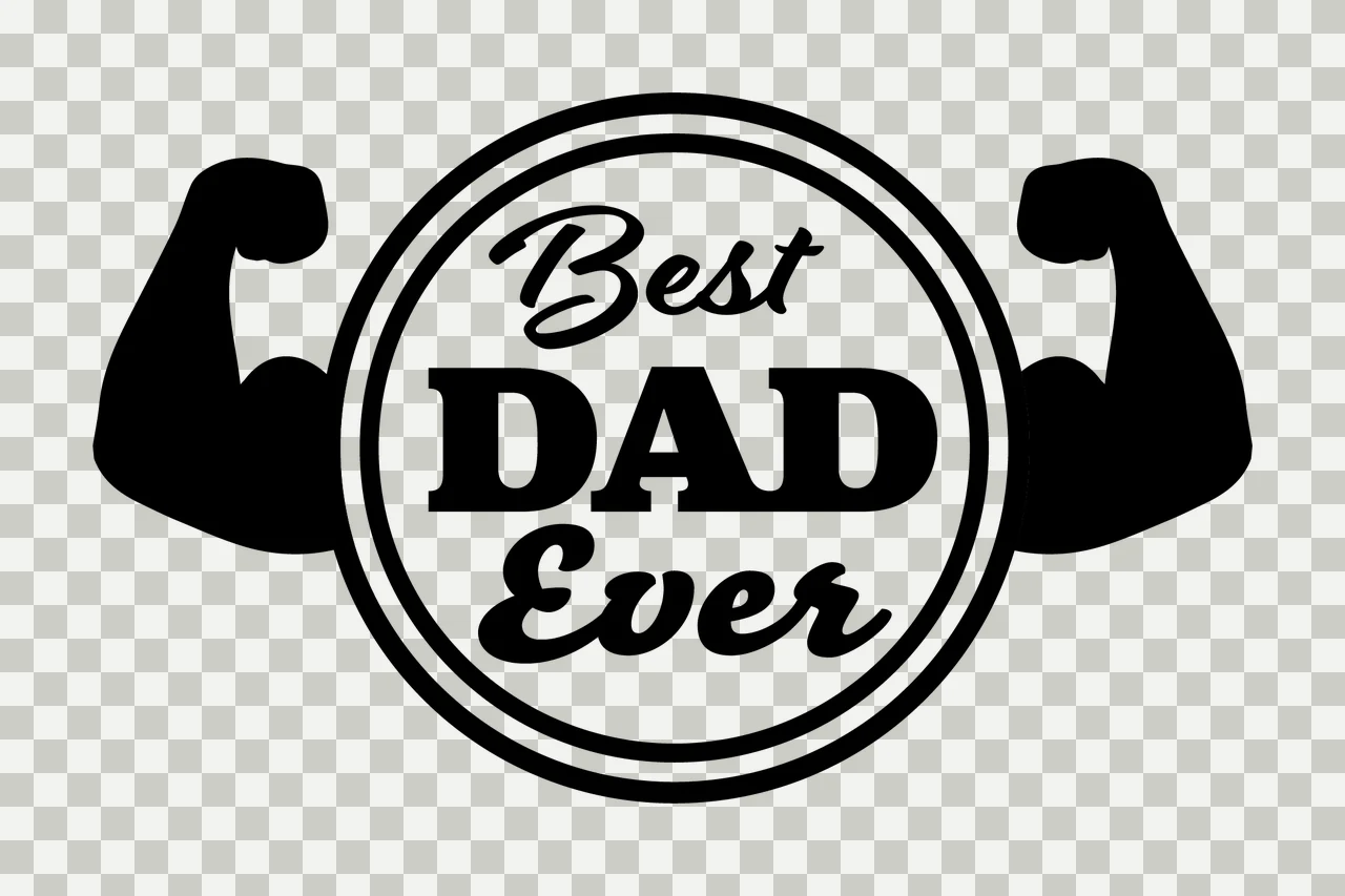 Best Dad Ever Text Inside Circle With Flexed Celebrating arm transparency and detail preview thumbnail
