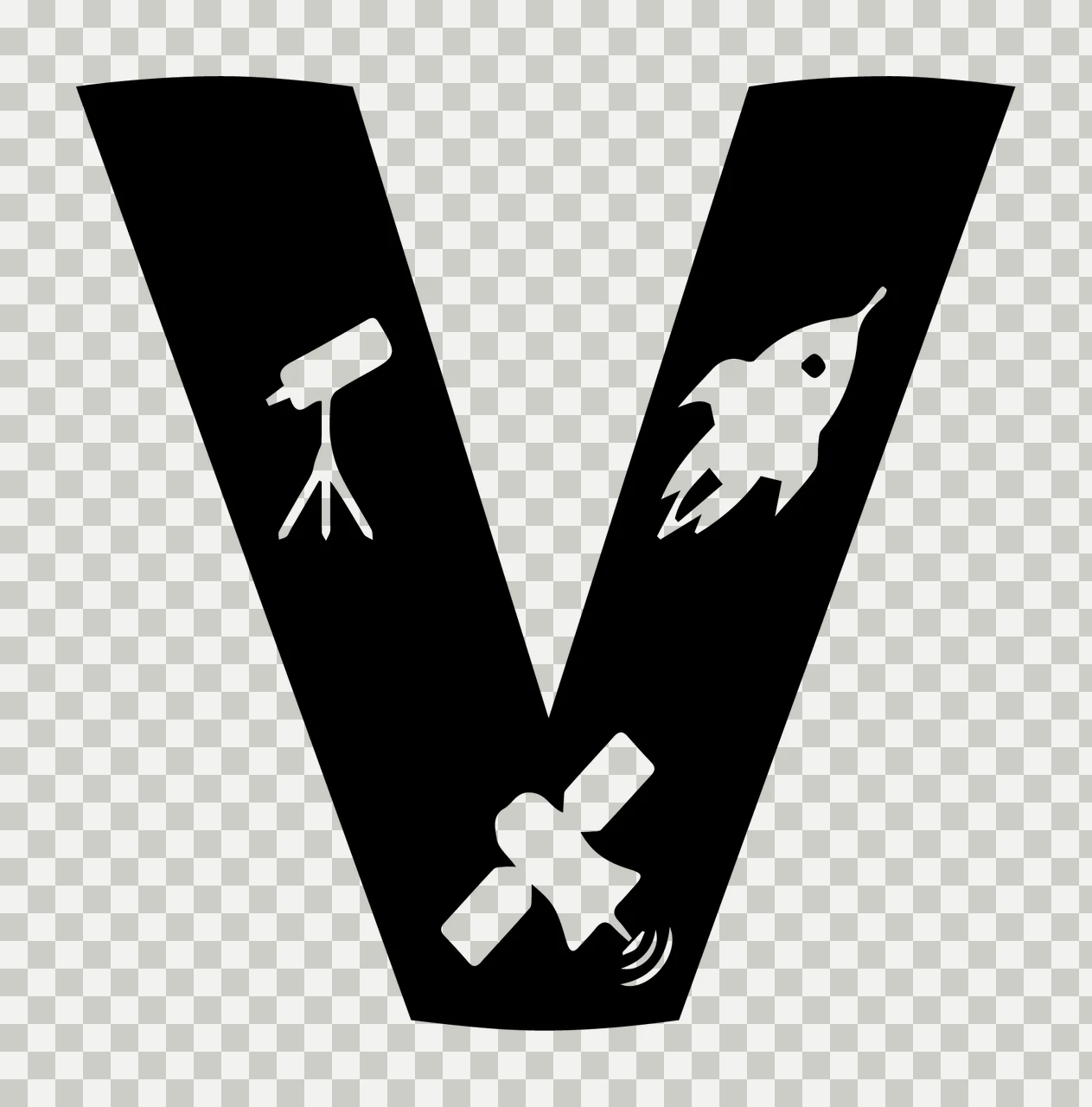 Space V Letter With Icons transparency and detail preview thumbnail