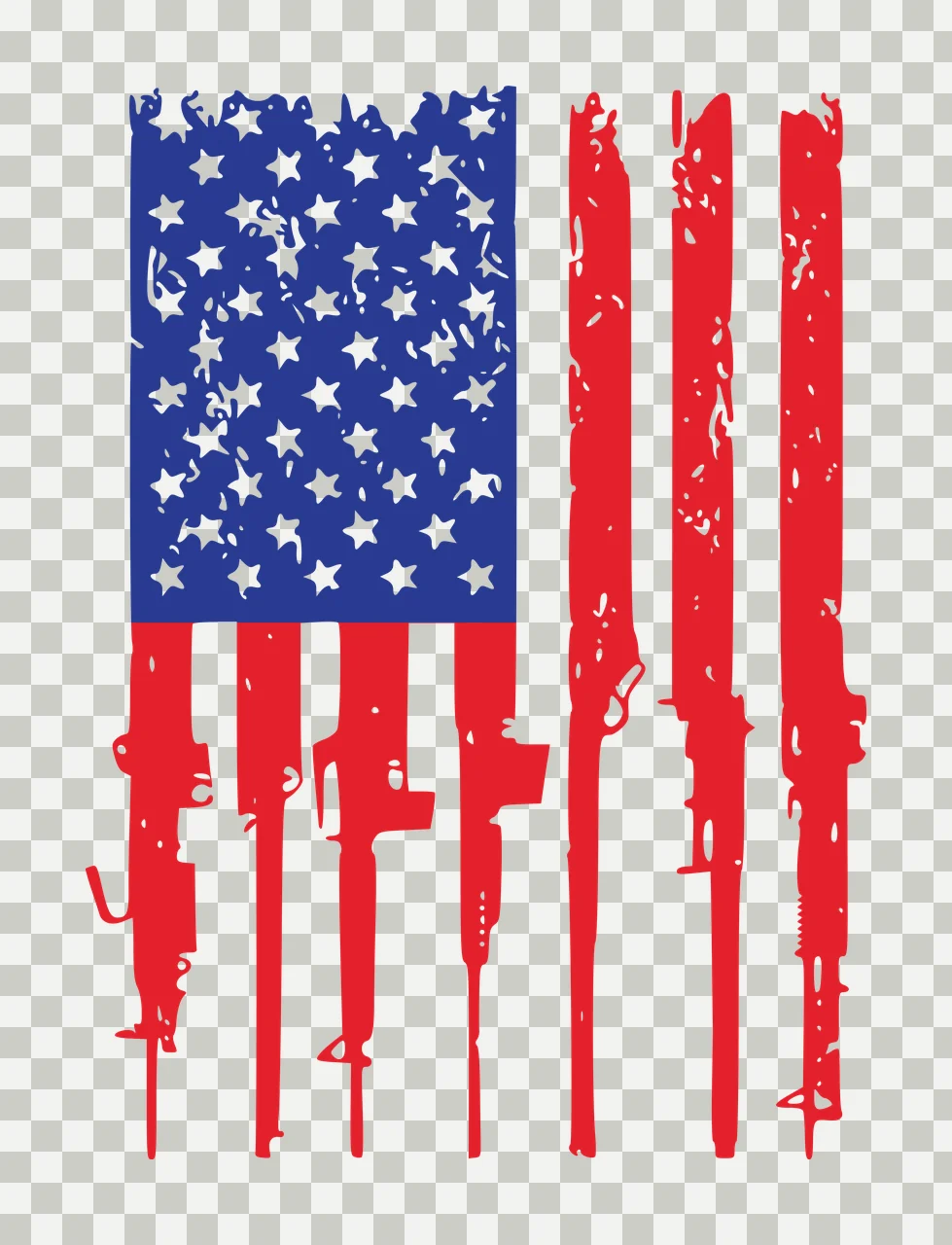 Gun Flag Vertical Rifle Silhouettes Arranged rifles stars stripes transparency and detail preview thumbnail