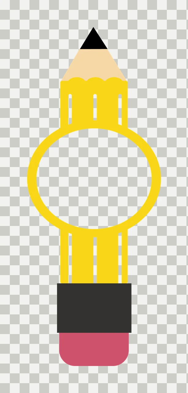 Pencil Centering With Circle And Eraser In Yellow transparency and detail preview thumbnail