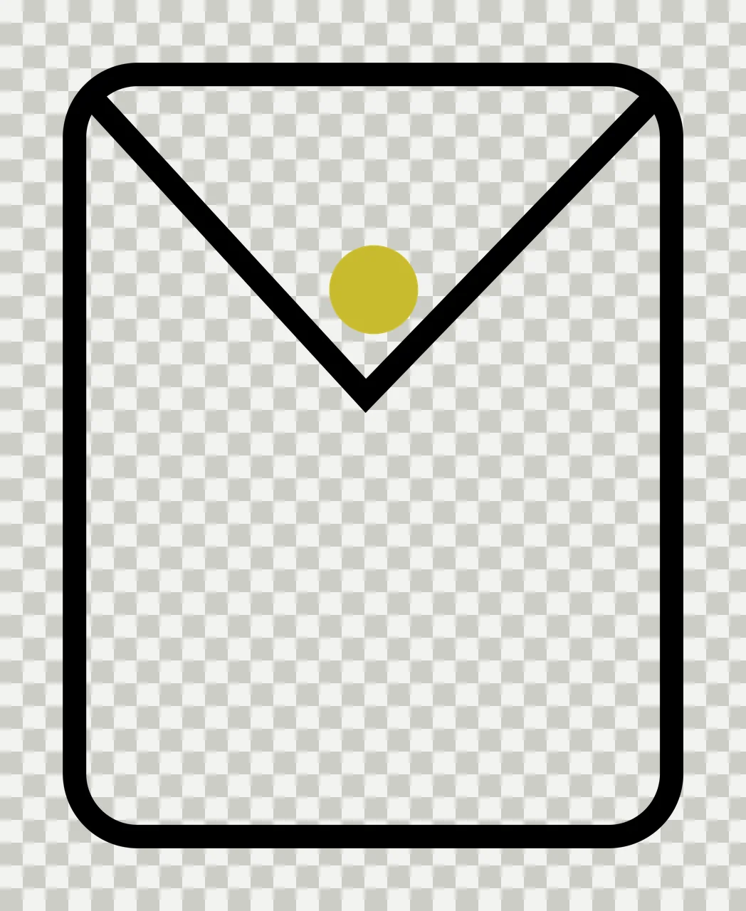 Vertical Rectangular Envelope Icon With Central Circular Clasp transparency and detail preview thumbnail