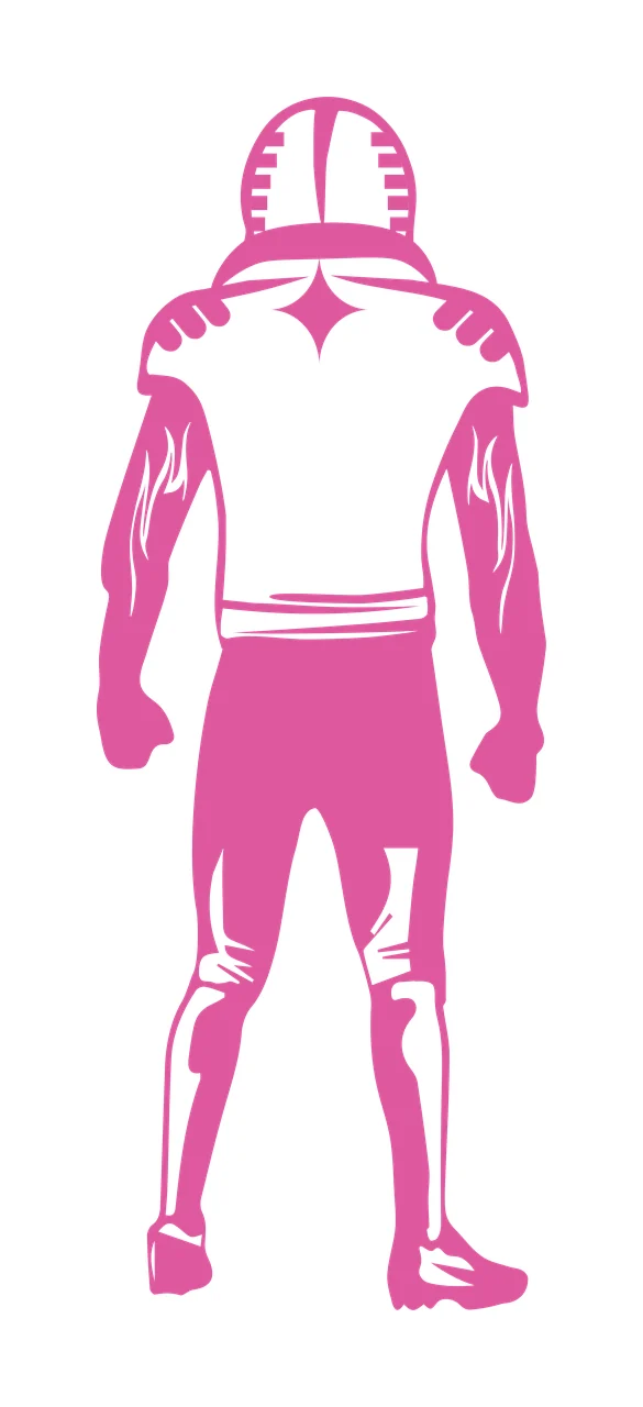 Football Back View Of Player Standing helmet jersey pants graphic