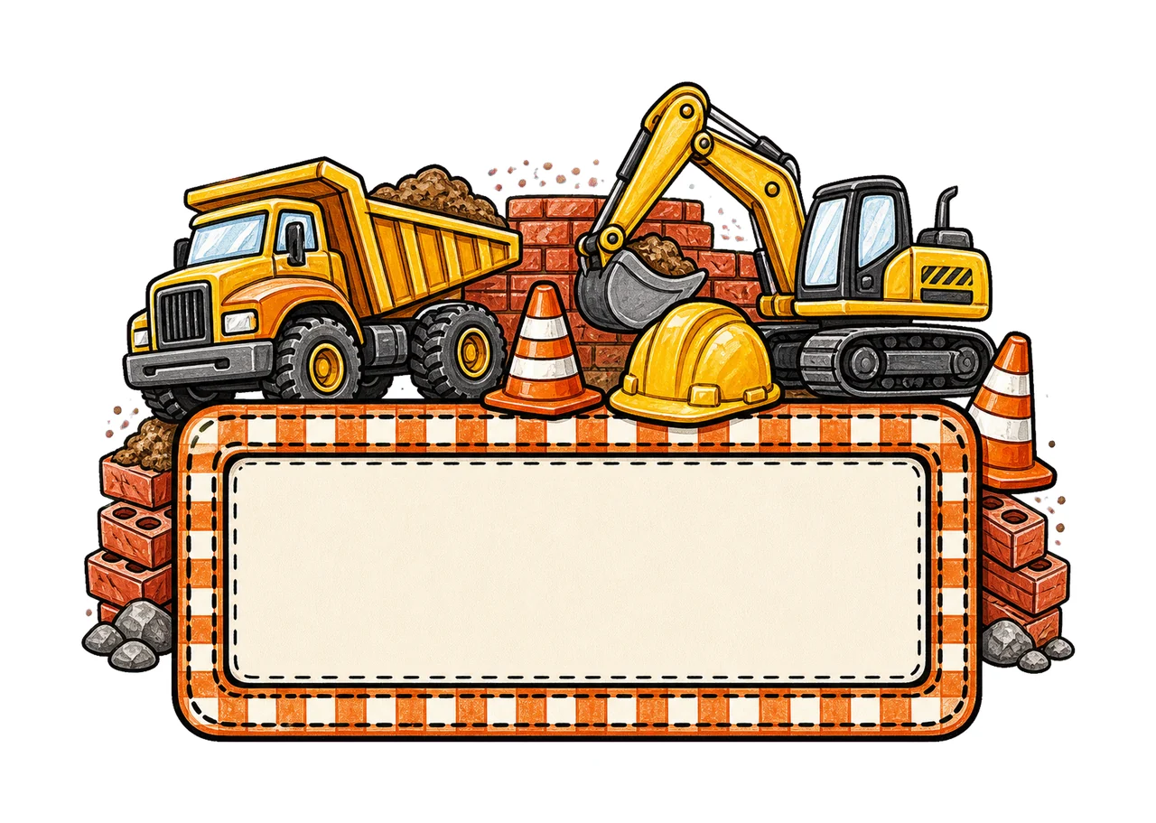 Construction Name Plate Kids Name Plate Design Variation C