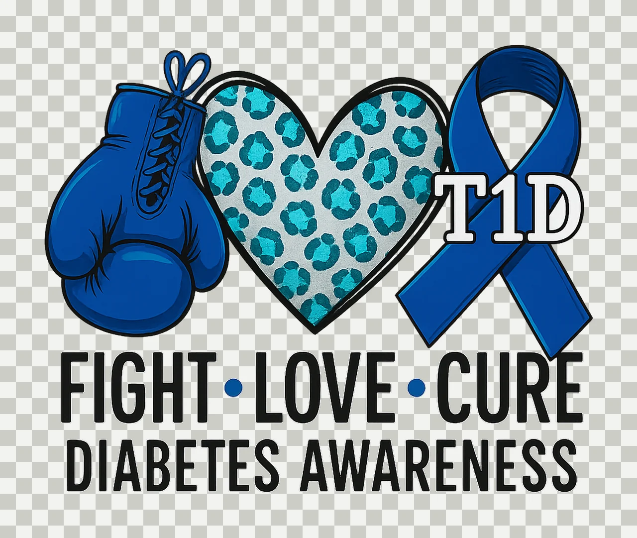 TYPE DIABETEs love cure TYPe DIABETEs type diabetes Warrior transparency and detail preview thumbnail