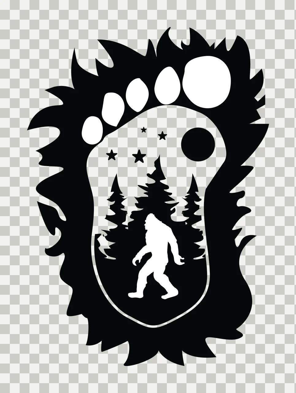 Night Forest Scene In Flame Shape enclosed trees stars moon transparency and detail preview thumbnail