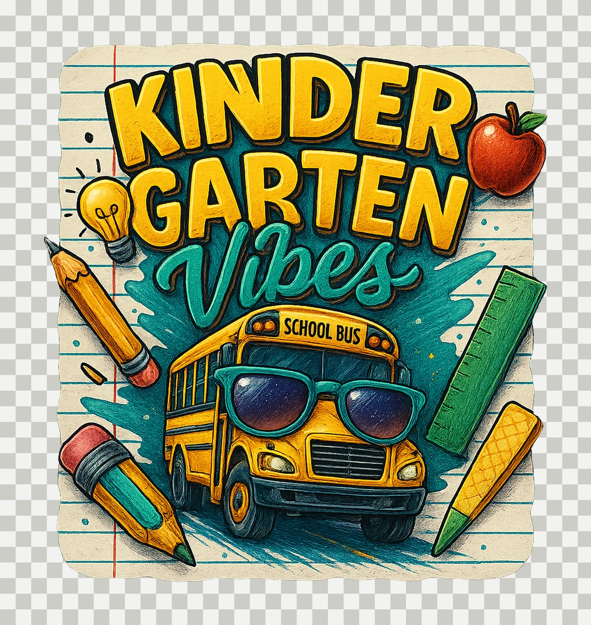 Kindergarten Rex Back To School Designs Kids Shirt Artwork transparency and detail preview thumbnail