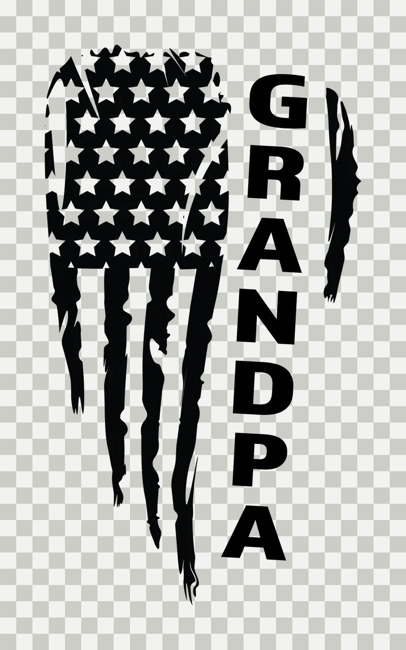 Flag Granpa Vertical Silhouette Design black white typography transparency and detail preview thumbnail