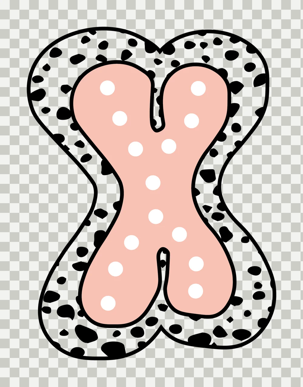 Dalmatian Dots Font Race Doodle Character 13 racing checkered flag transparency and detail preview thumbnail