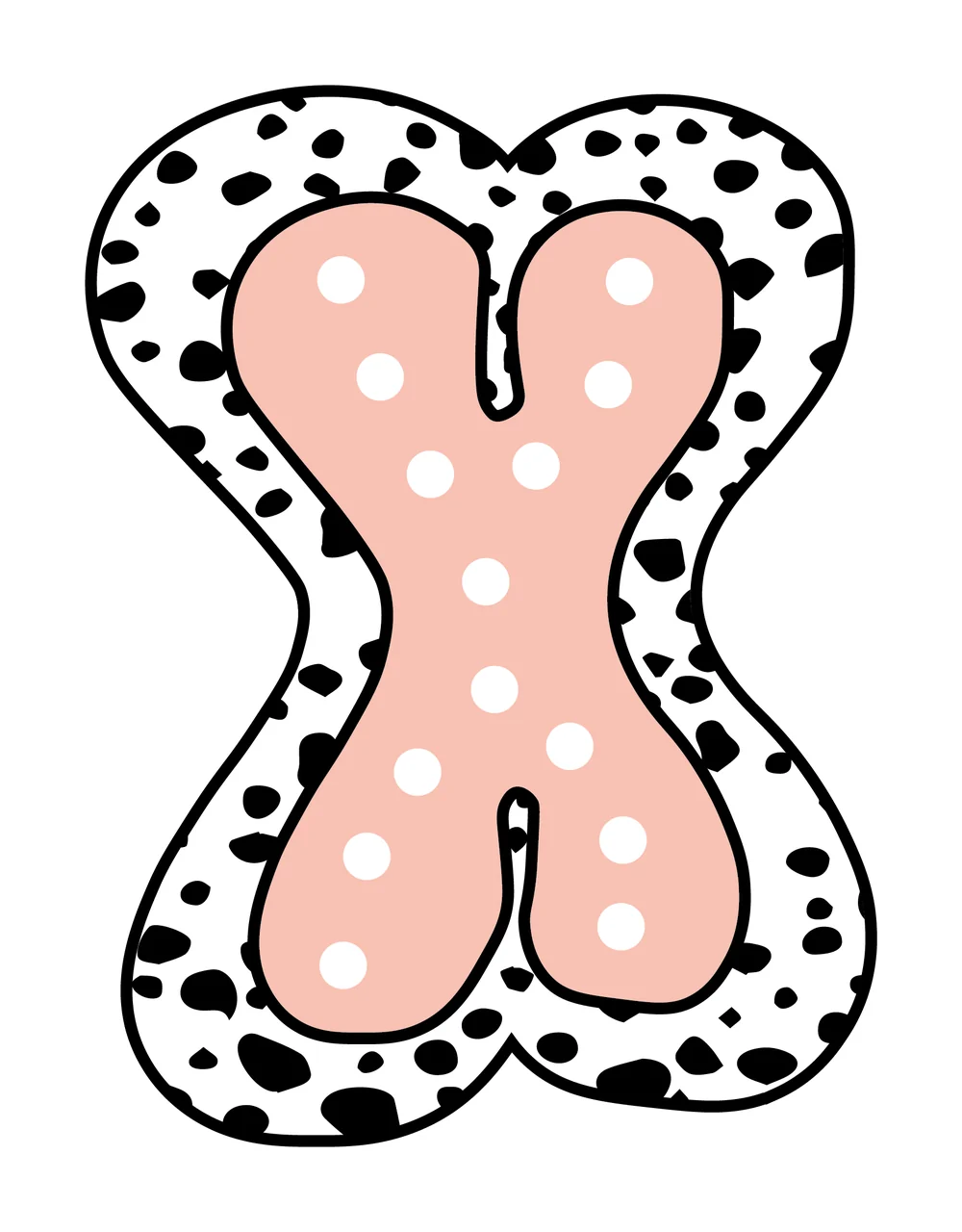 Dalmatian Dots Font Race Doodle Character 13 racing checkered flag
