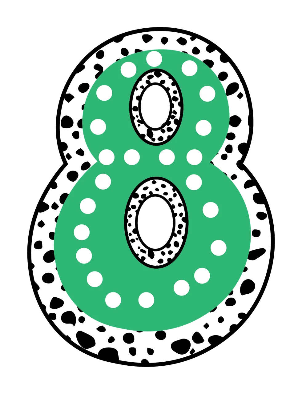 Dalmatian Dots Font Race Doodle Character 25 racing checkered flag