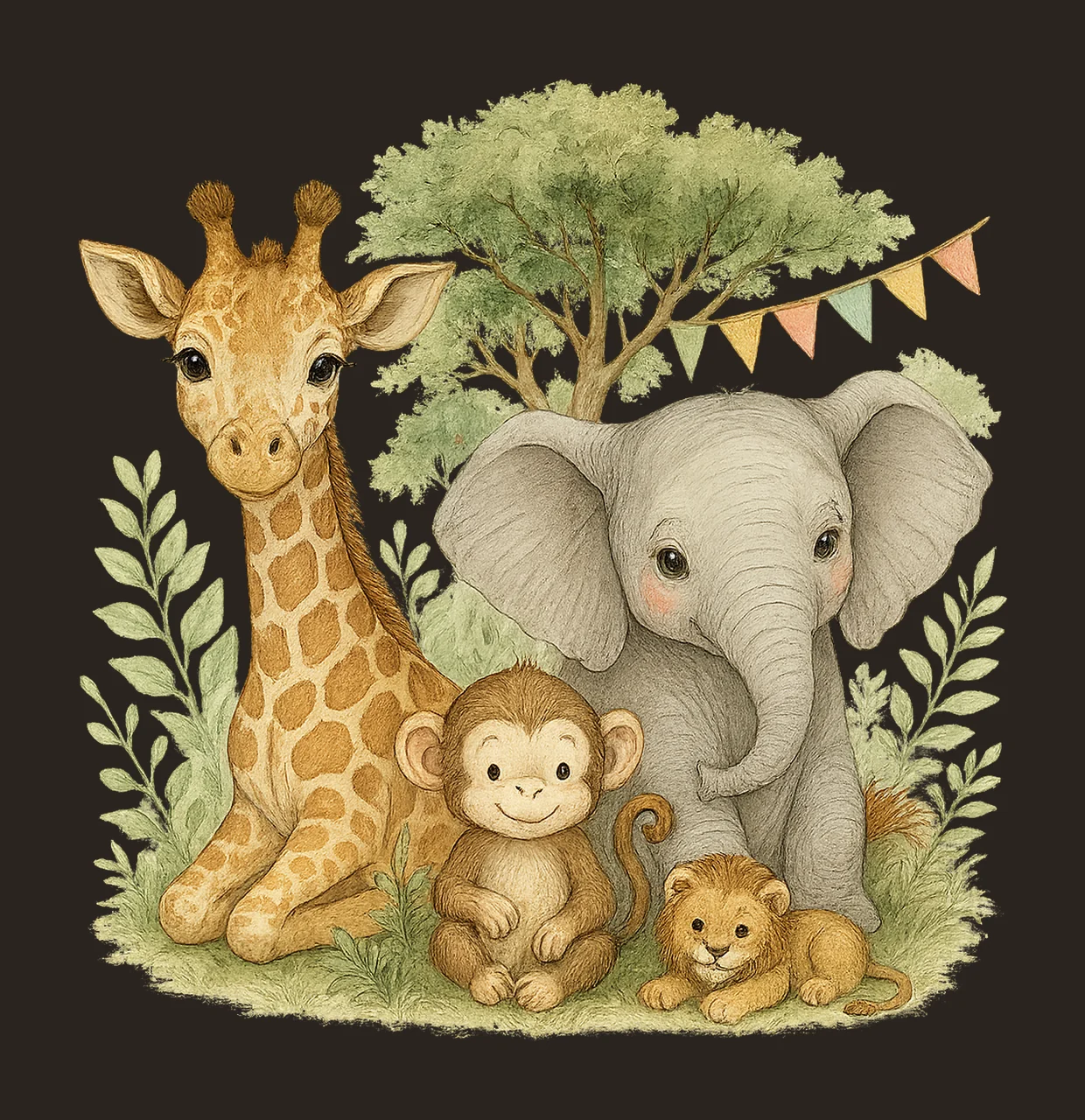 Safari Artwork Jungle Animal Transparent Neutral Brown contrast preview thumbnail