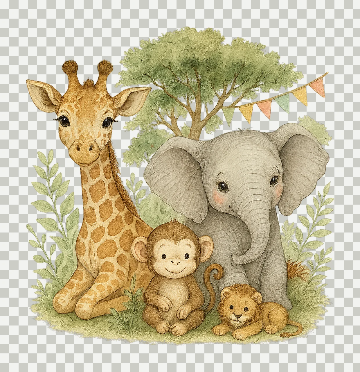 Safari Artwork Jungle Animal Transparent Neutral Brown transparency and detail preview thumbnail