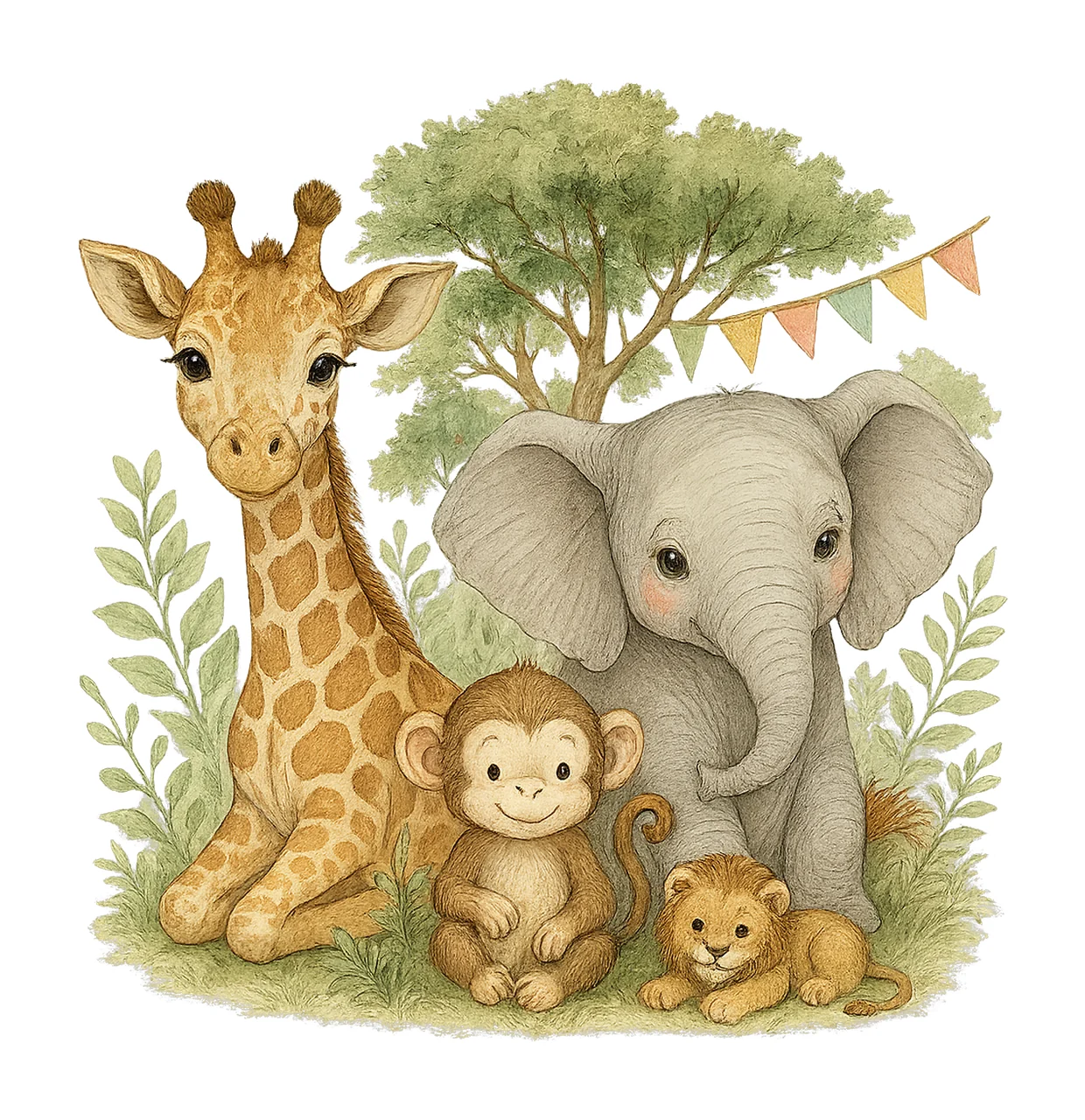 Safari Artwork Jungle Animal Transparent Neutral Brown