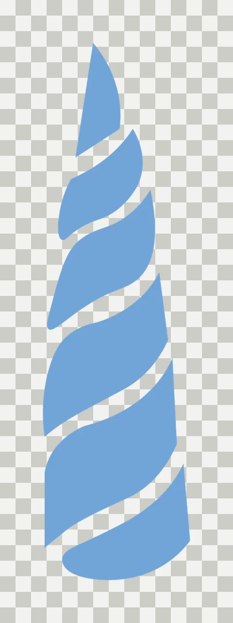 Solid Black Tapering Horn Shape With Spiral Segmentation graphic transparency and detail preview thumbnail