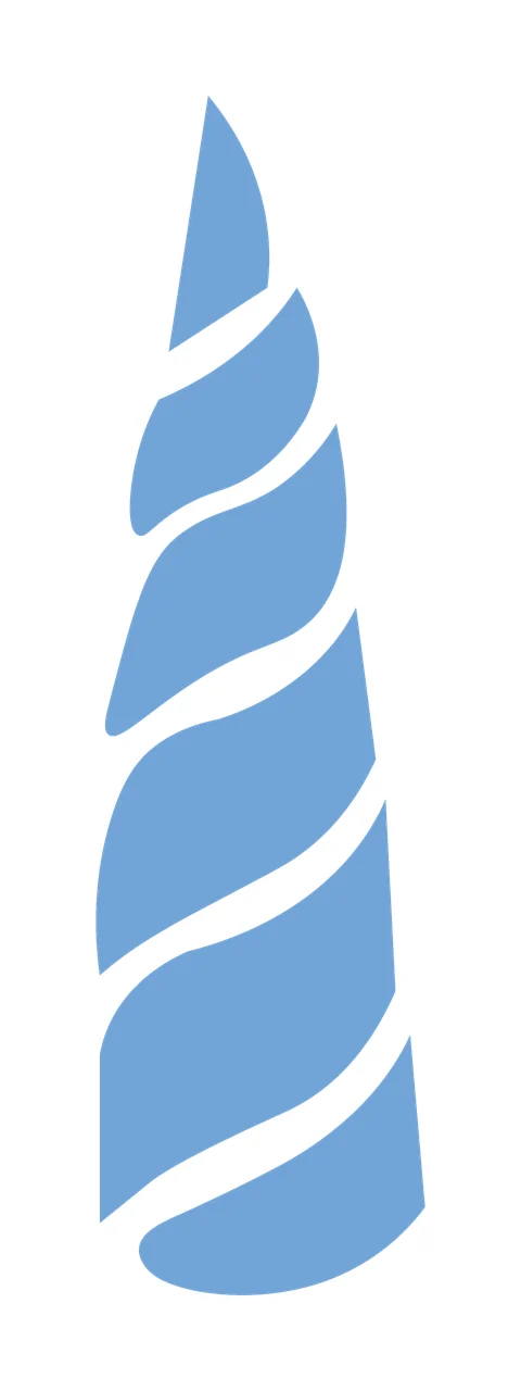 Solid Black Tapering Horn Shape With Spiral Segmentation graphic