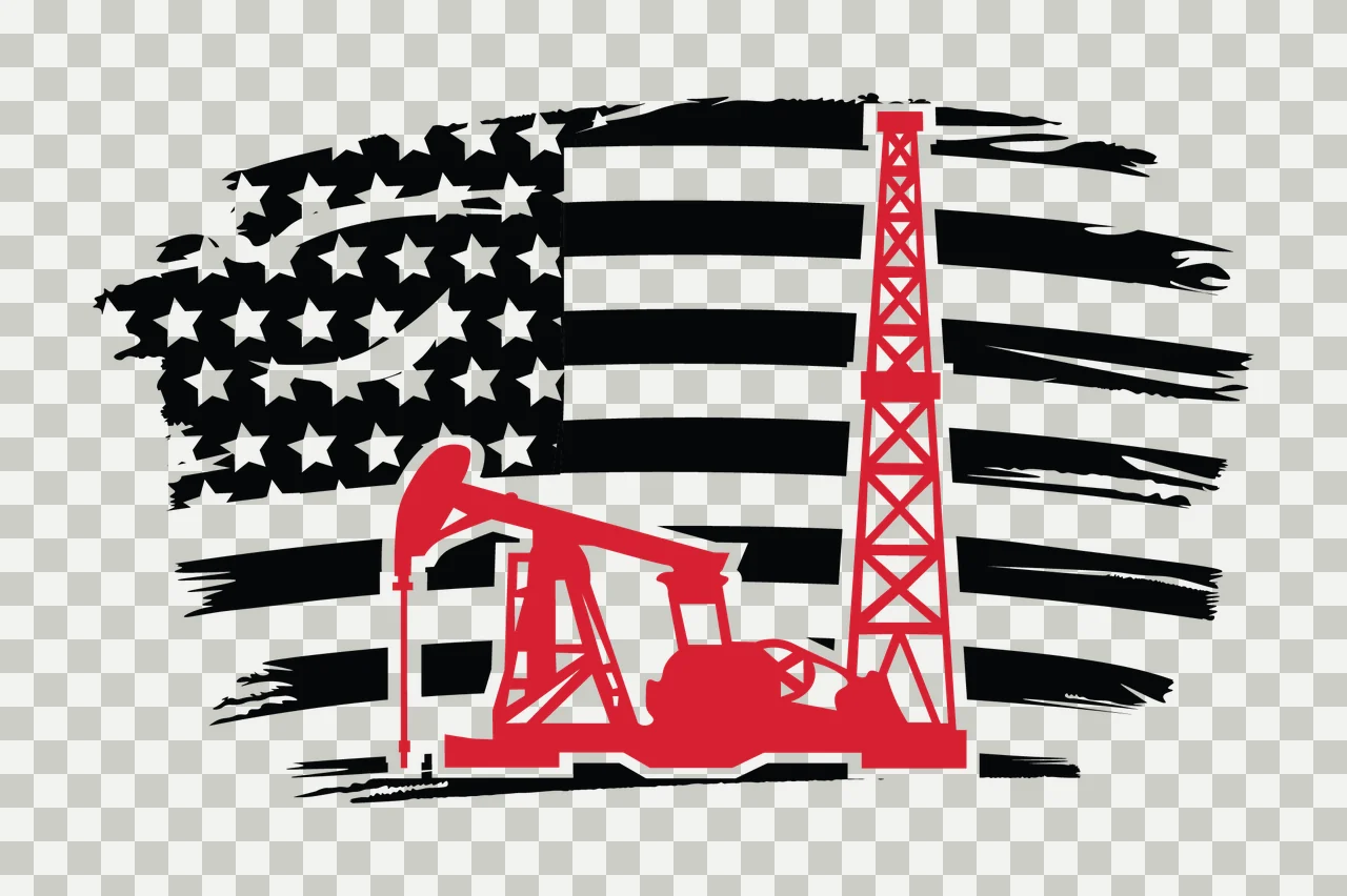 Flag Oil Pump Jack With Background derrick silhouette black transparency and detail preview thumbnail