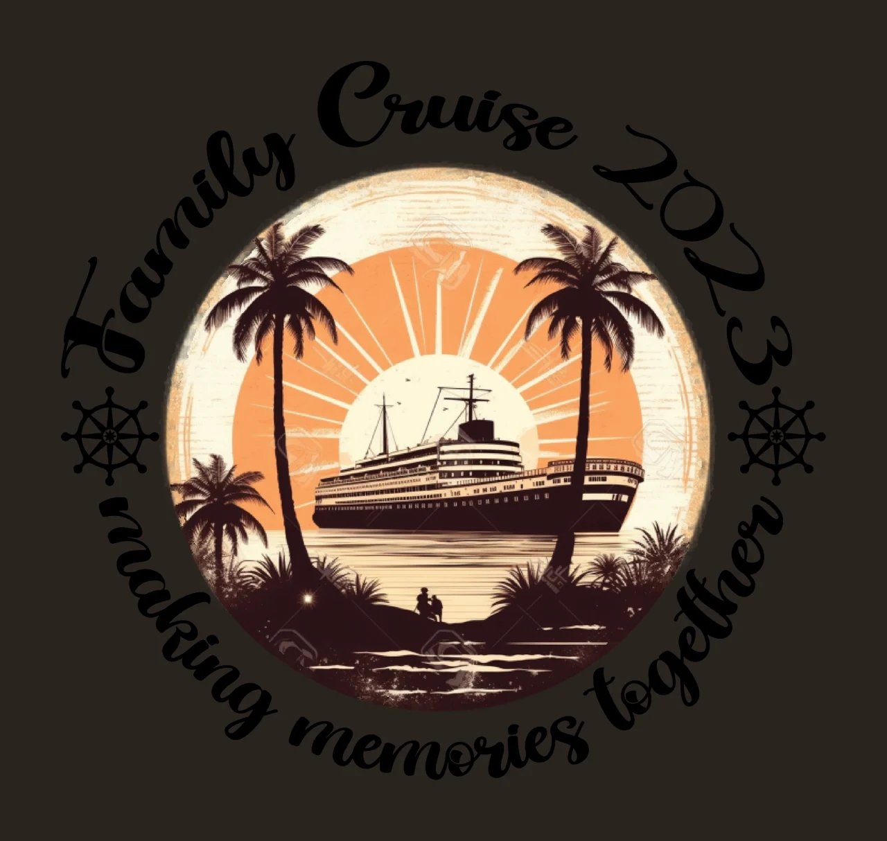 Cruise Circular Text Design arrangement ship wheel minimalist contrast preview thumbnail