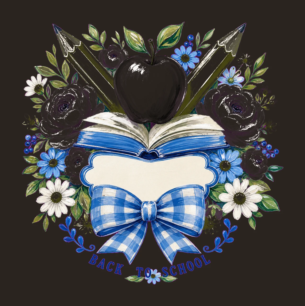 Floral Teacher Pencil Coquette Back To School Variation D contrast preview thumbnail