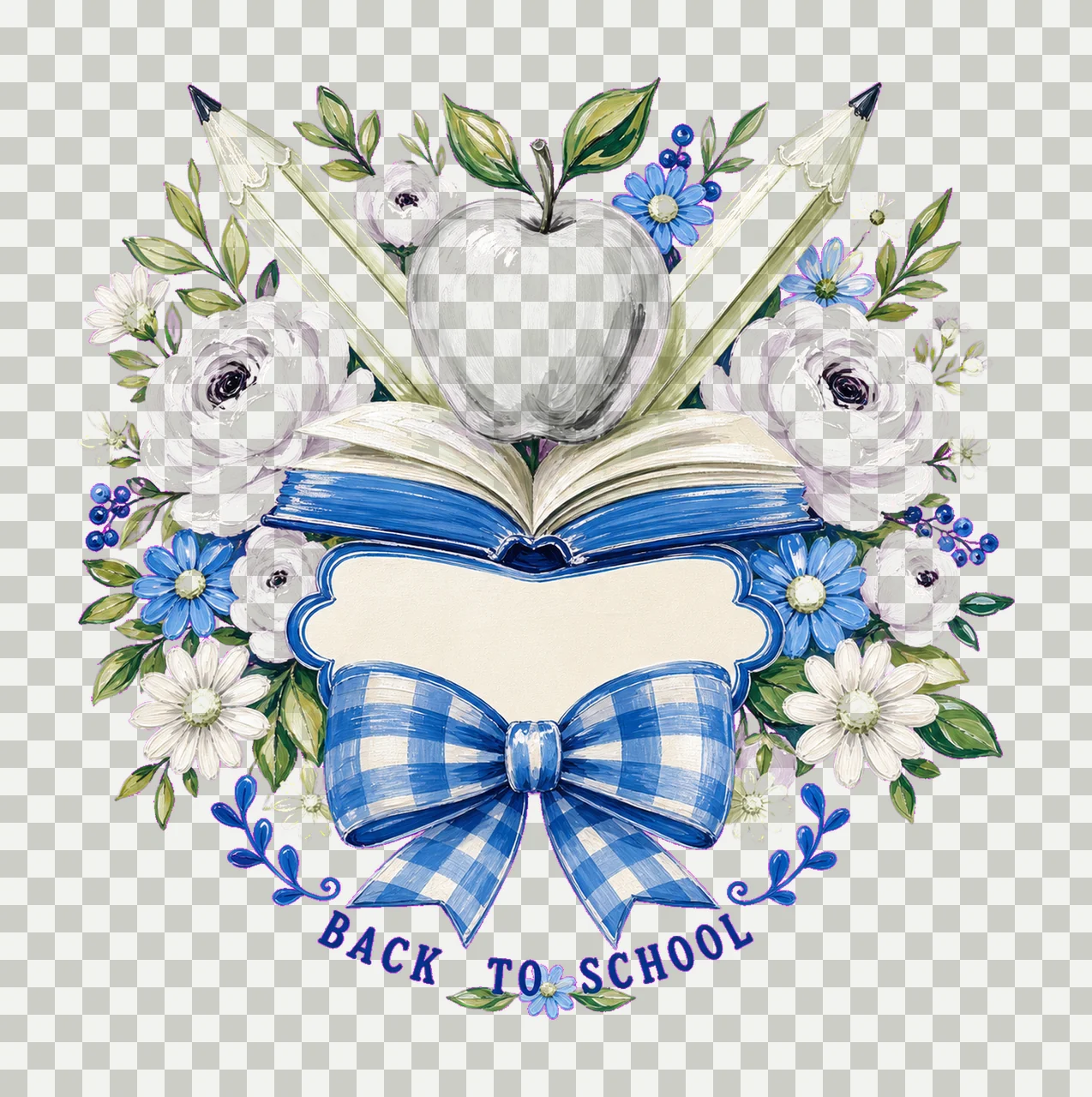 Floral Teacher Pencil Coquette Back To School Variation D transparency and detail preview thumbnail