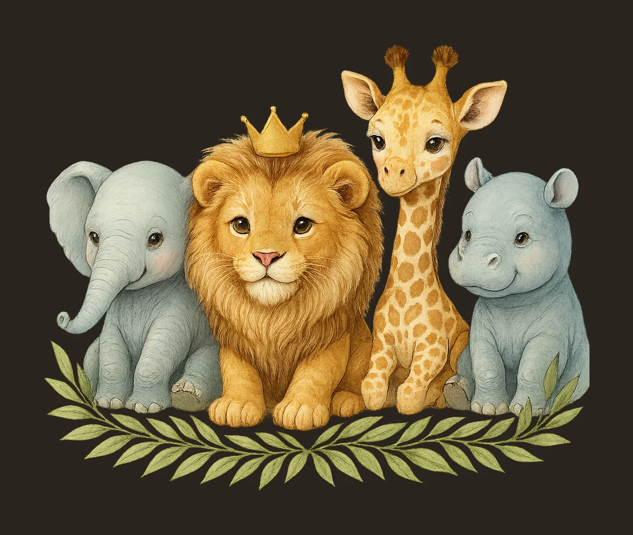 Children Designs Safari Animals Watercolor Jungle Art Kids contrast preview thumbnail