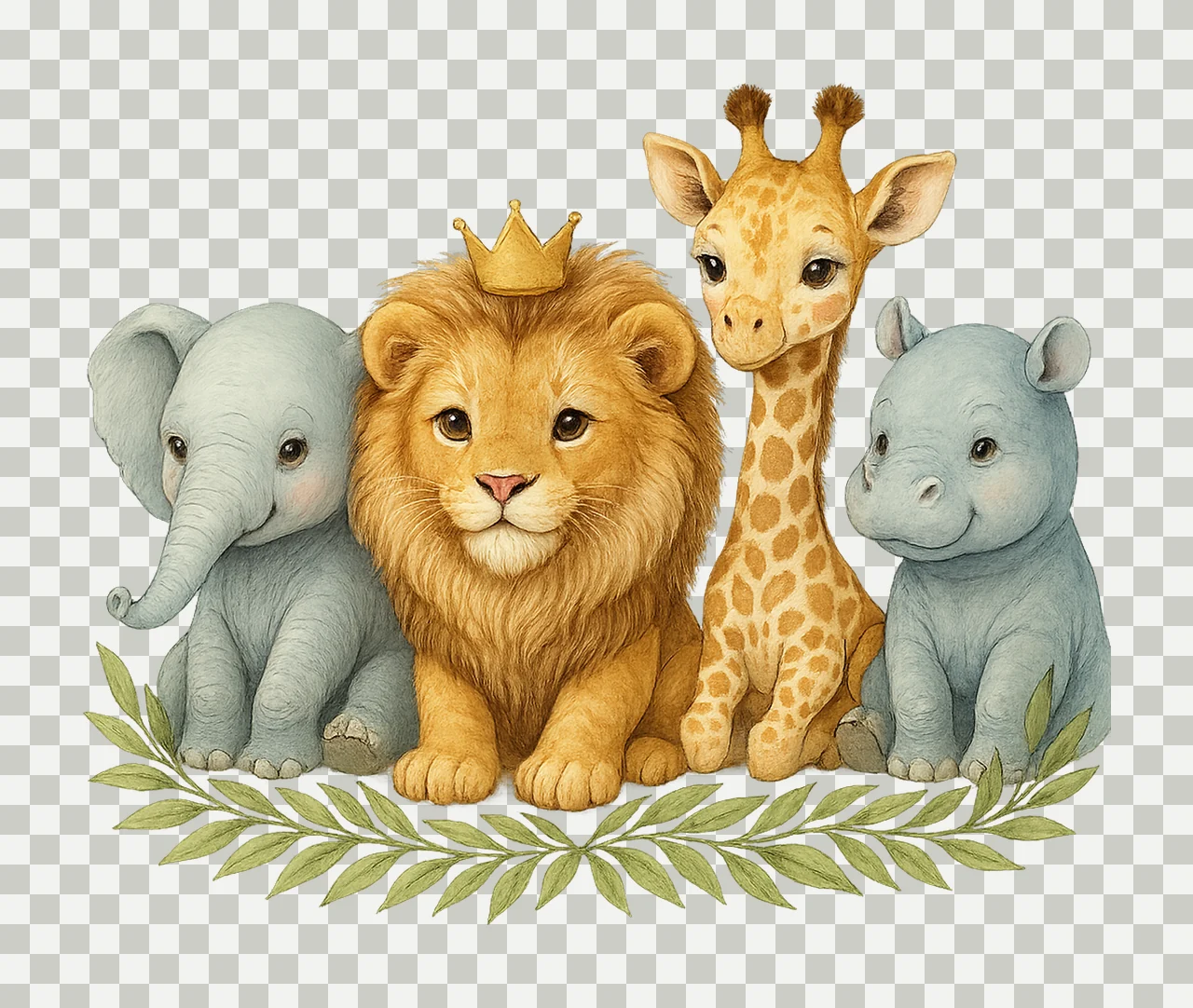 Children Designs Safari Animals Watercolor Jungle Art Kids transparency and detail preview thumbnail