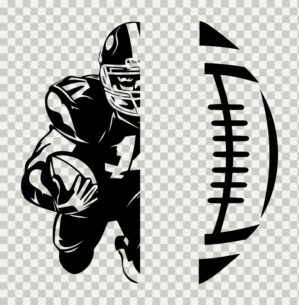 Football Split Composition Black And White player ball running transparency and detail preview thumbnail