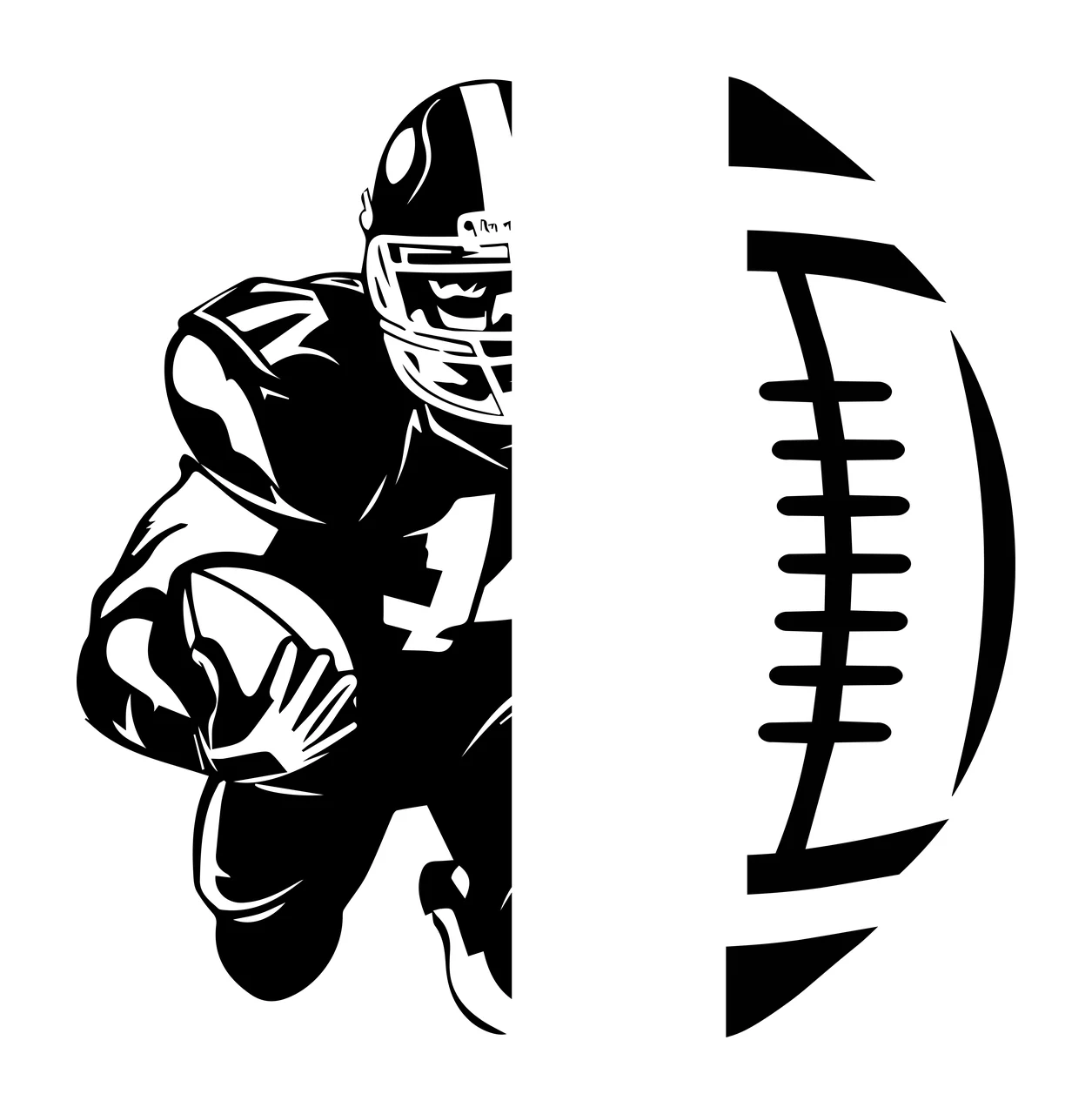 Football Split Composition Black And White player ball running