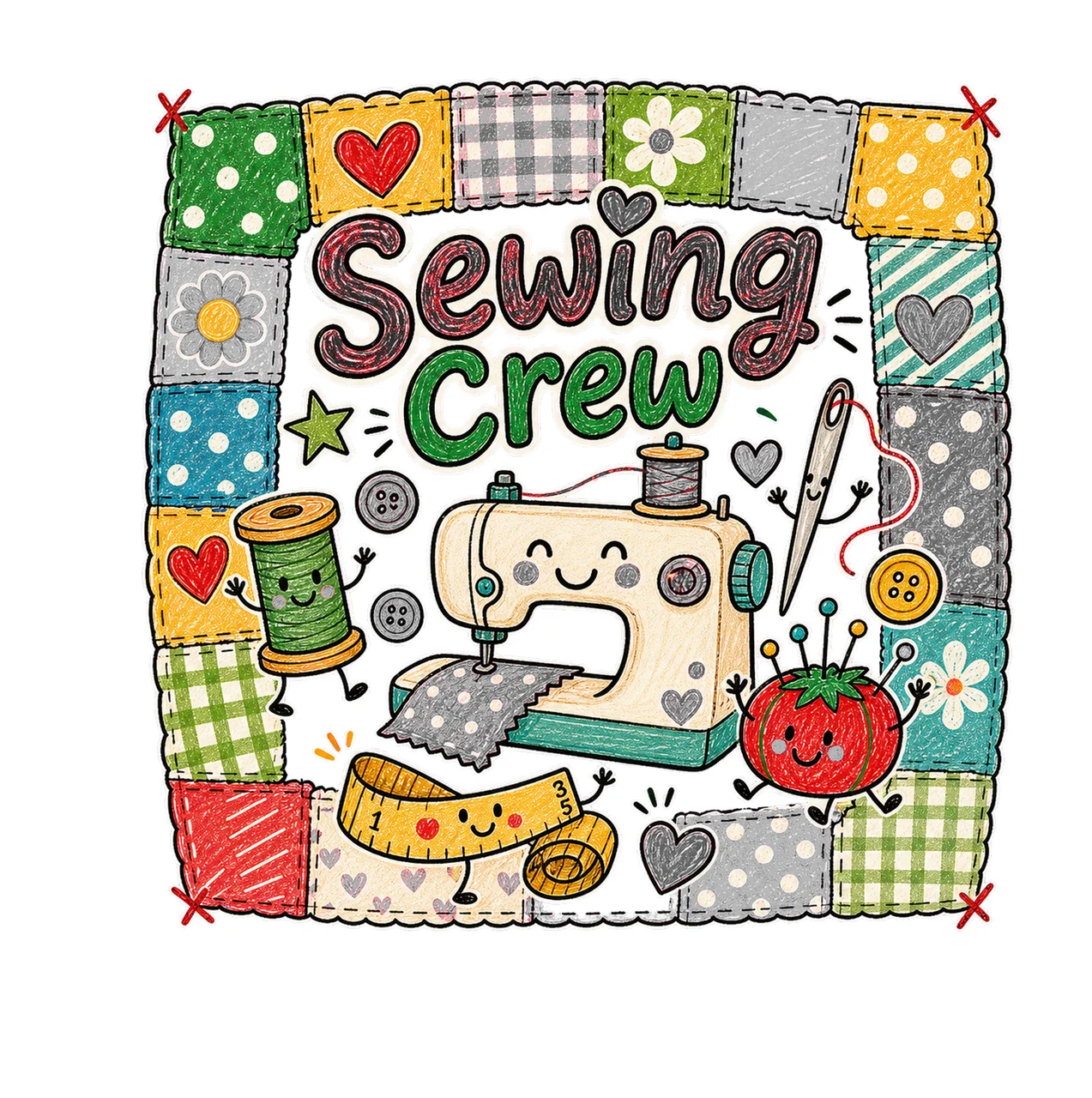 Sewing Doodle Crew sublimation instant shirt Variation D