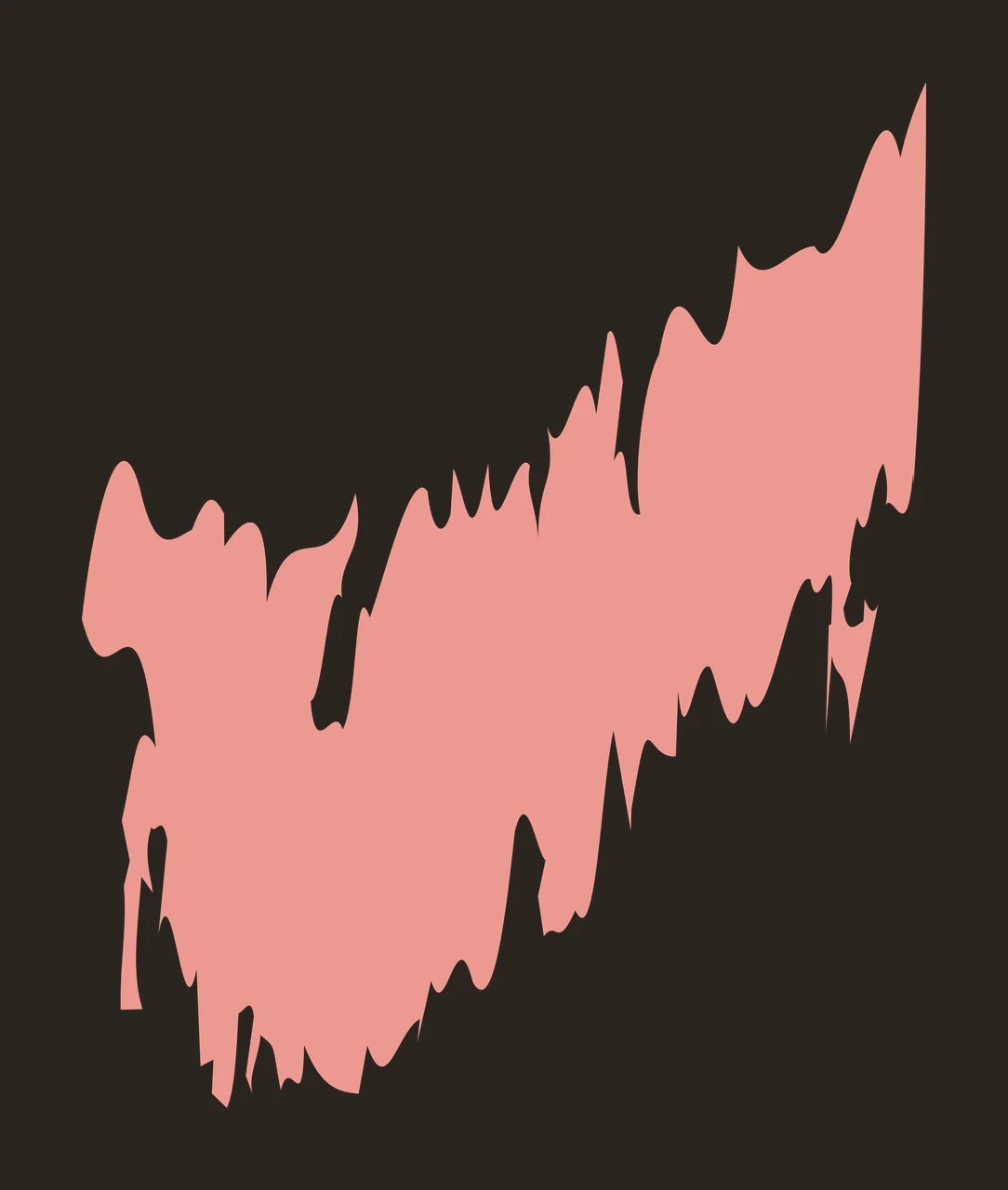 Brush stroke Illustration with paint smear, jagged edges and abstract shape in coral pink, salmon pink and white contrast preview thumbnail