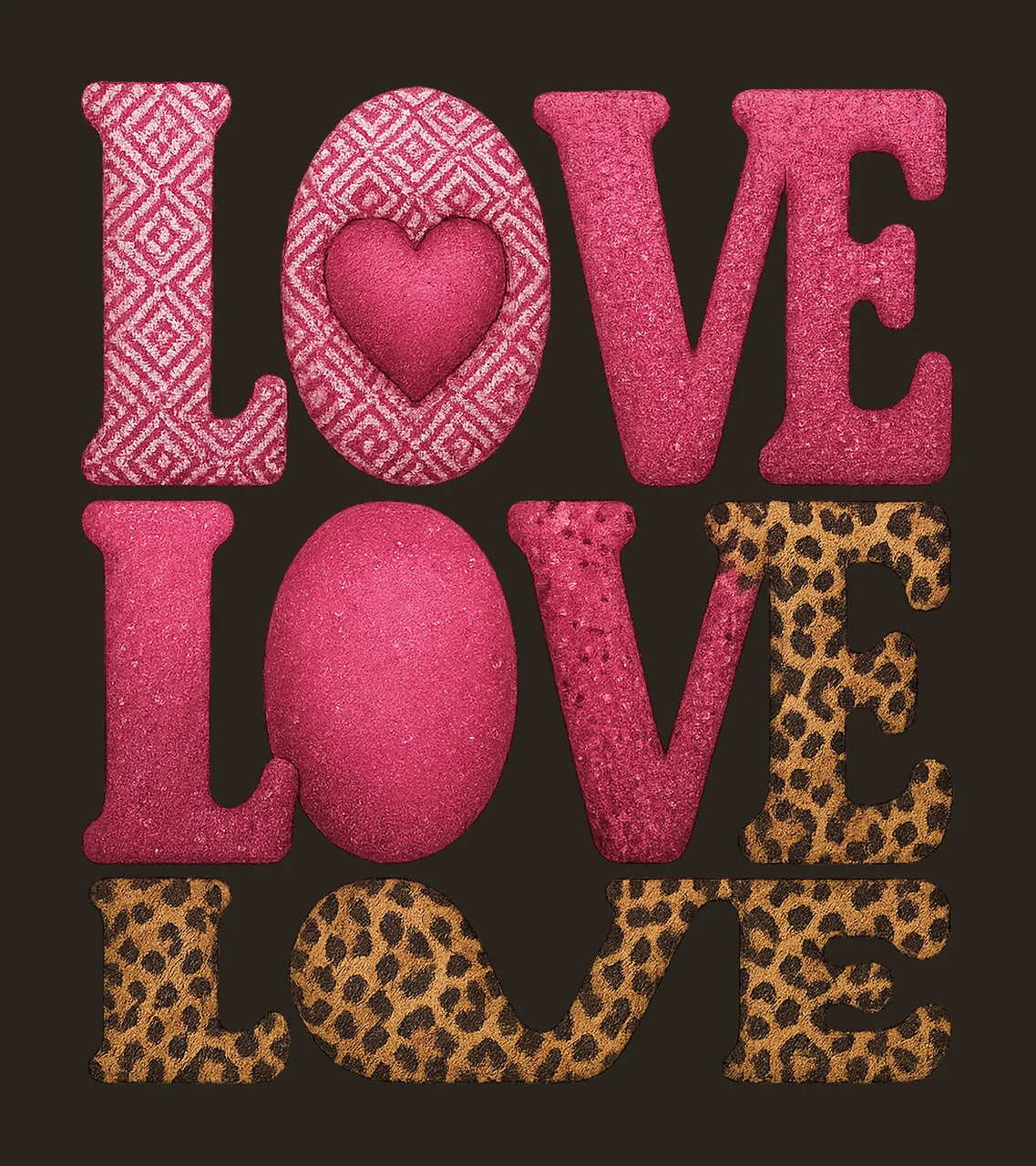 Love Valentines Retro Love Letters Pink Leopard Design contrast preview thumbnail