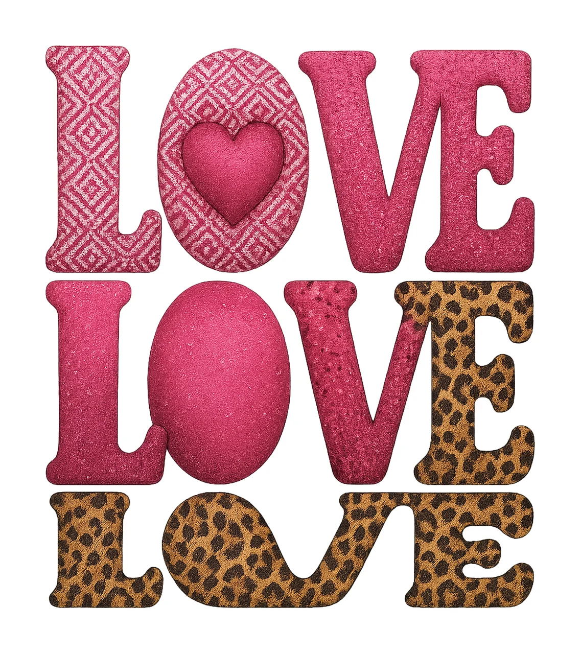 Love Valentines Retro Love Letters Pink Leopard Design