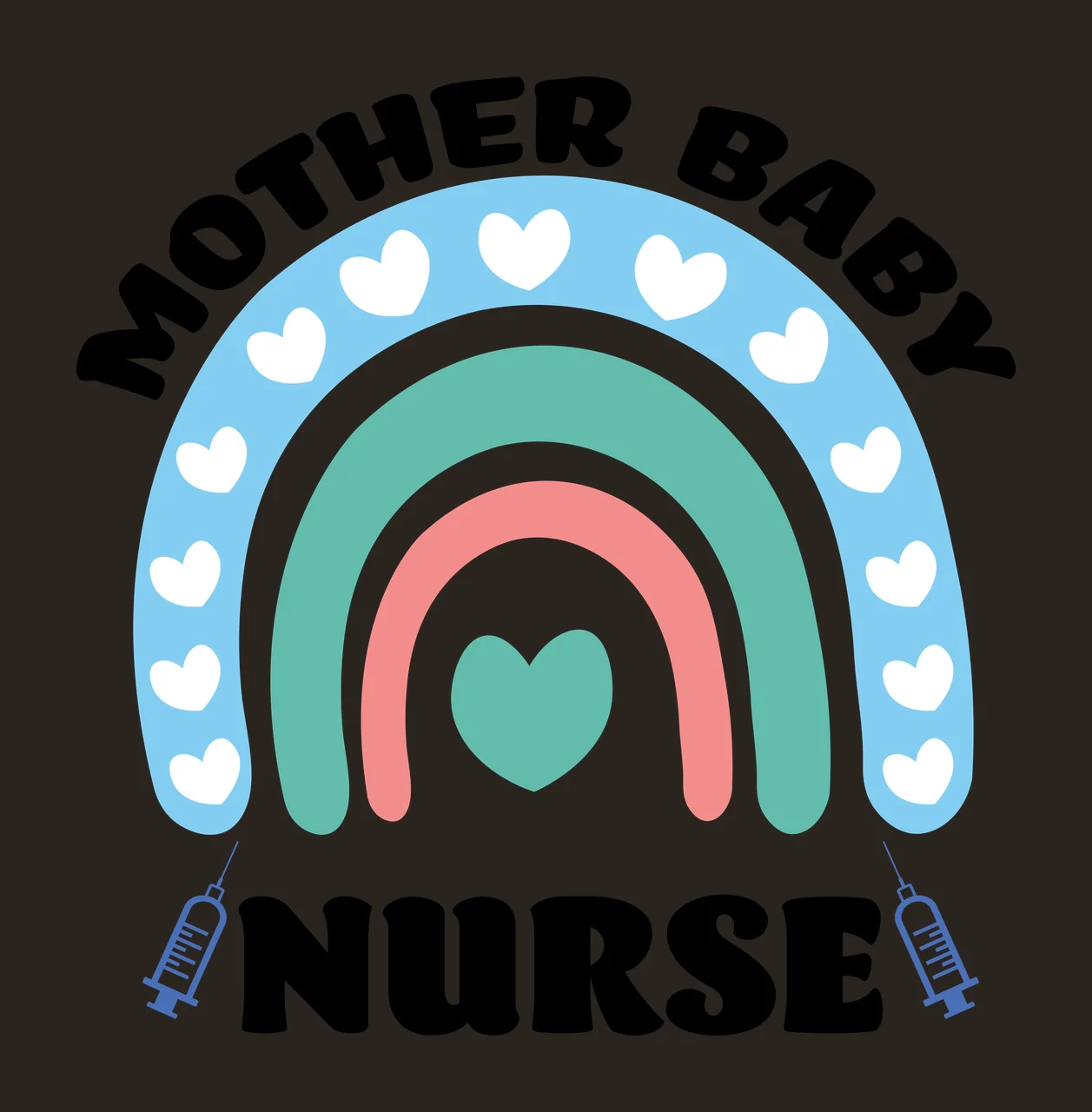 Mother Baby Nurse Black Rainbow With Heart syringes white 1 contrast preview thumbnail