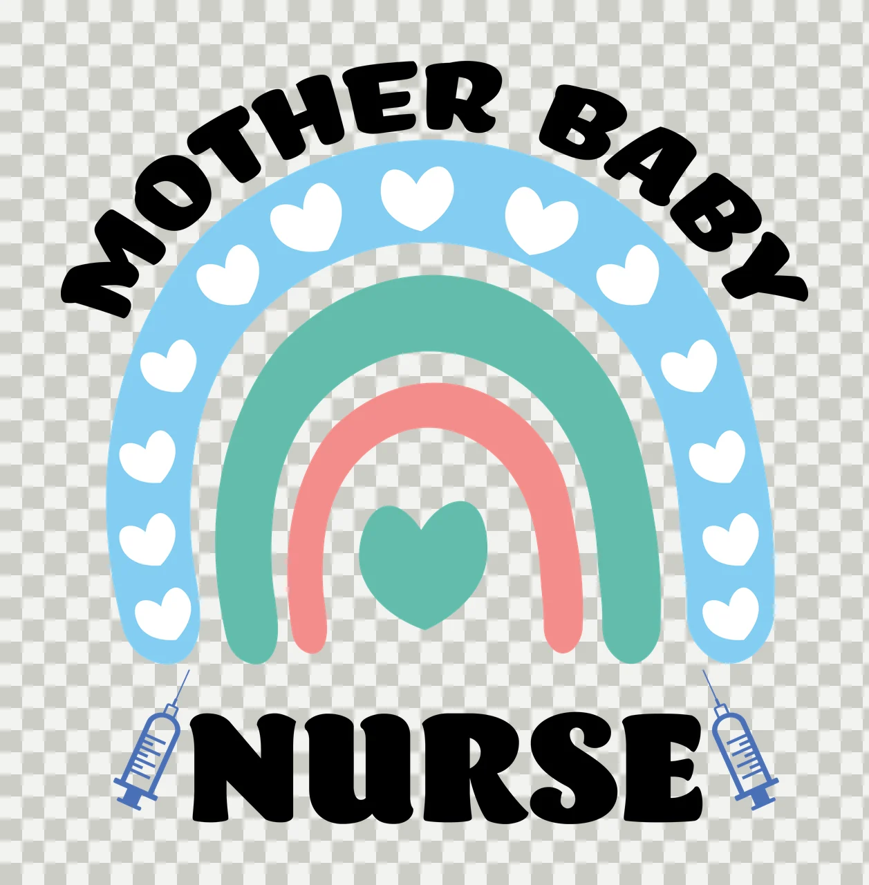 Mother Baby Nurse Black Rainbow With Heart syringes white 1 transparency and detail preview thumbnail