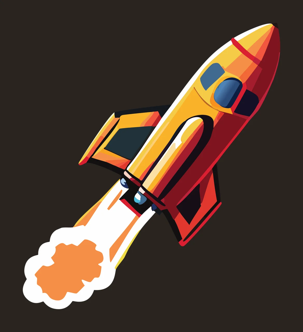 Space Rising Rocket Launch Silhouette Illustration Launching contrast preview thumbnail