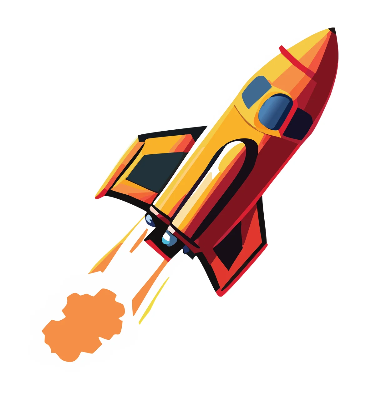 Space Rising Rocket Launch Silhouette Illustration Launching