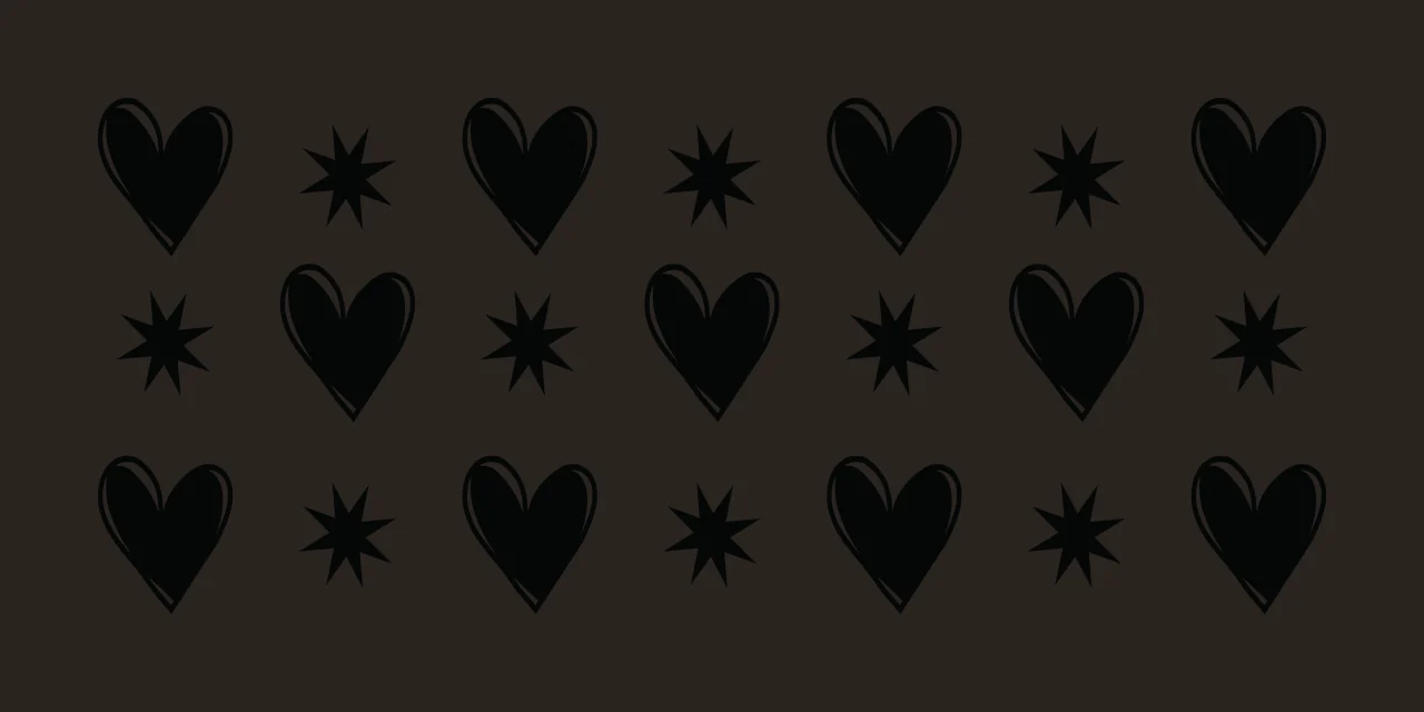 Hearts Can Glass Wrap Heart And Star Repeating black white contrast preview thumbnail