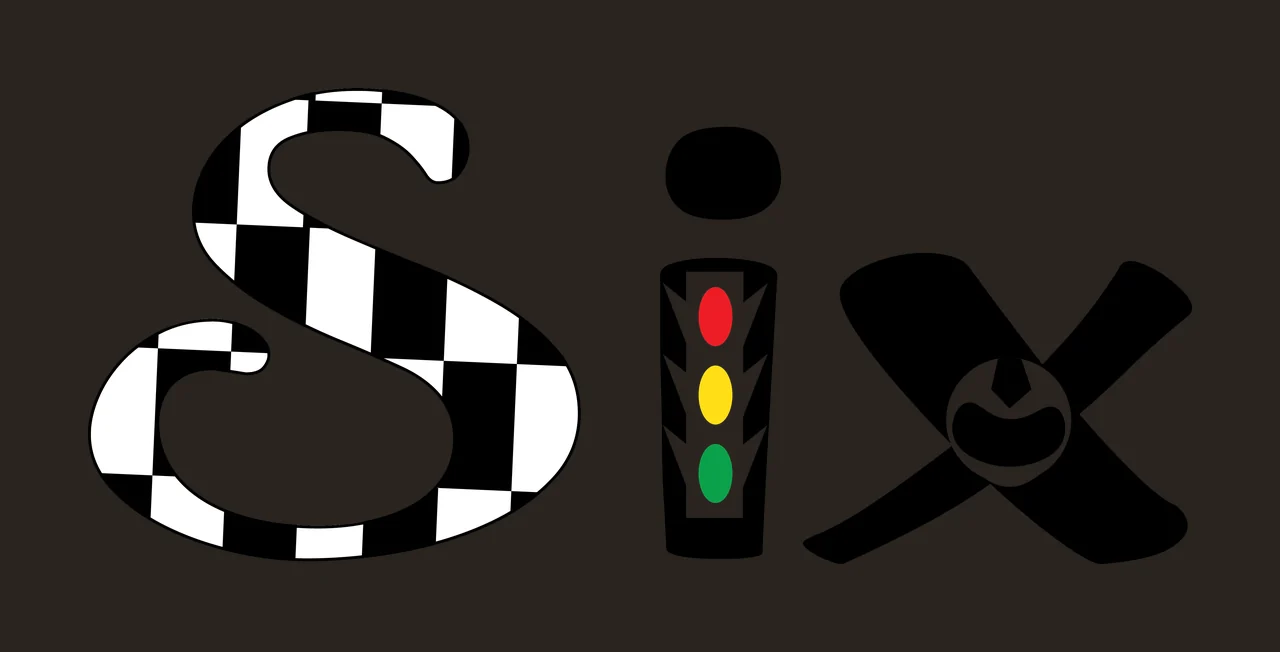 Six Black Text With Traffic Light And Wrench display white contrast preview thumbnail