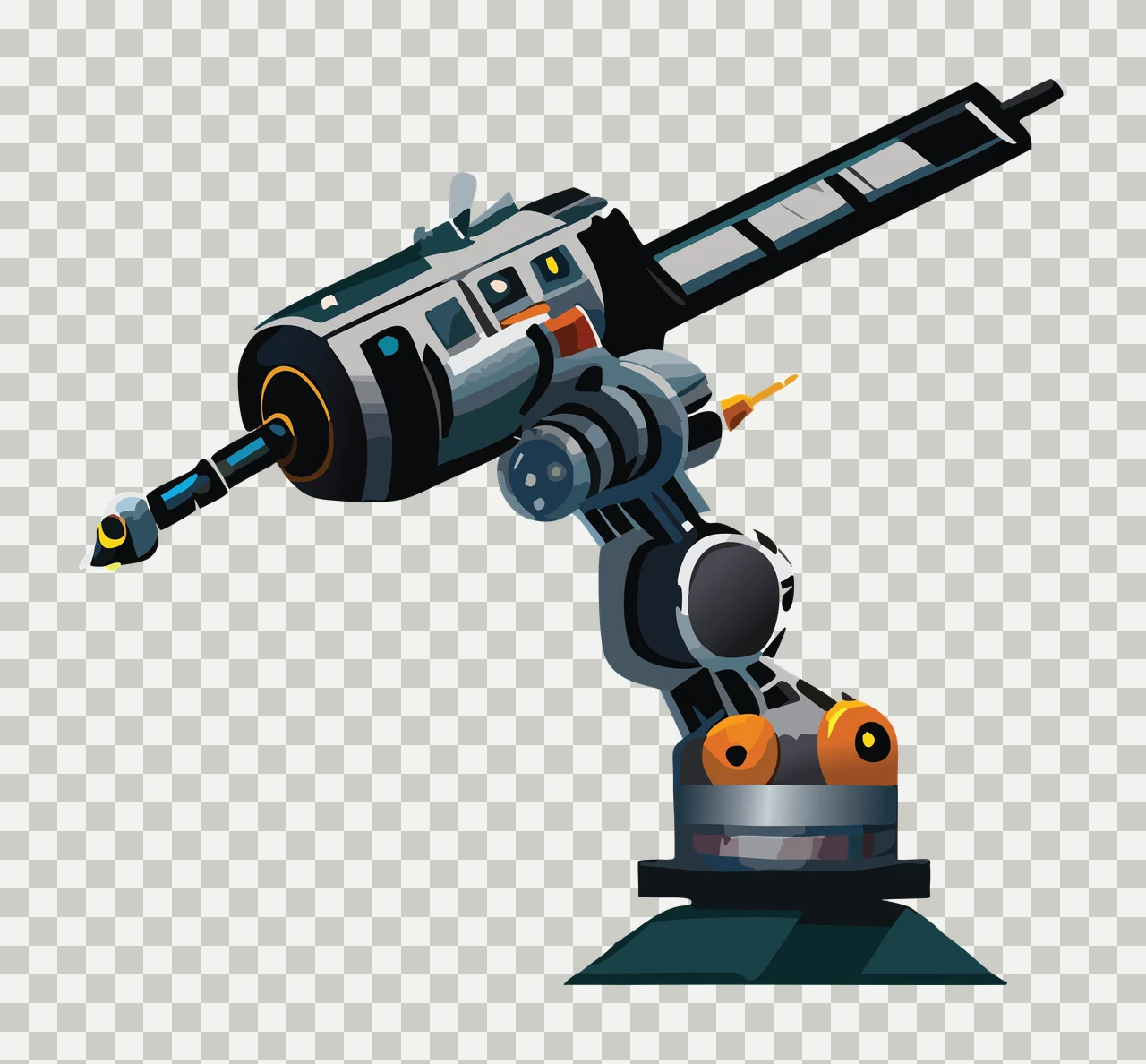 Mechanical Robotic Arm Silhouette extended base joints nozzle transparency and detail preview thumbnail