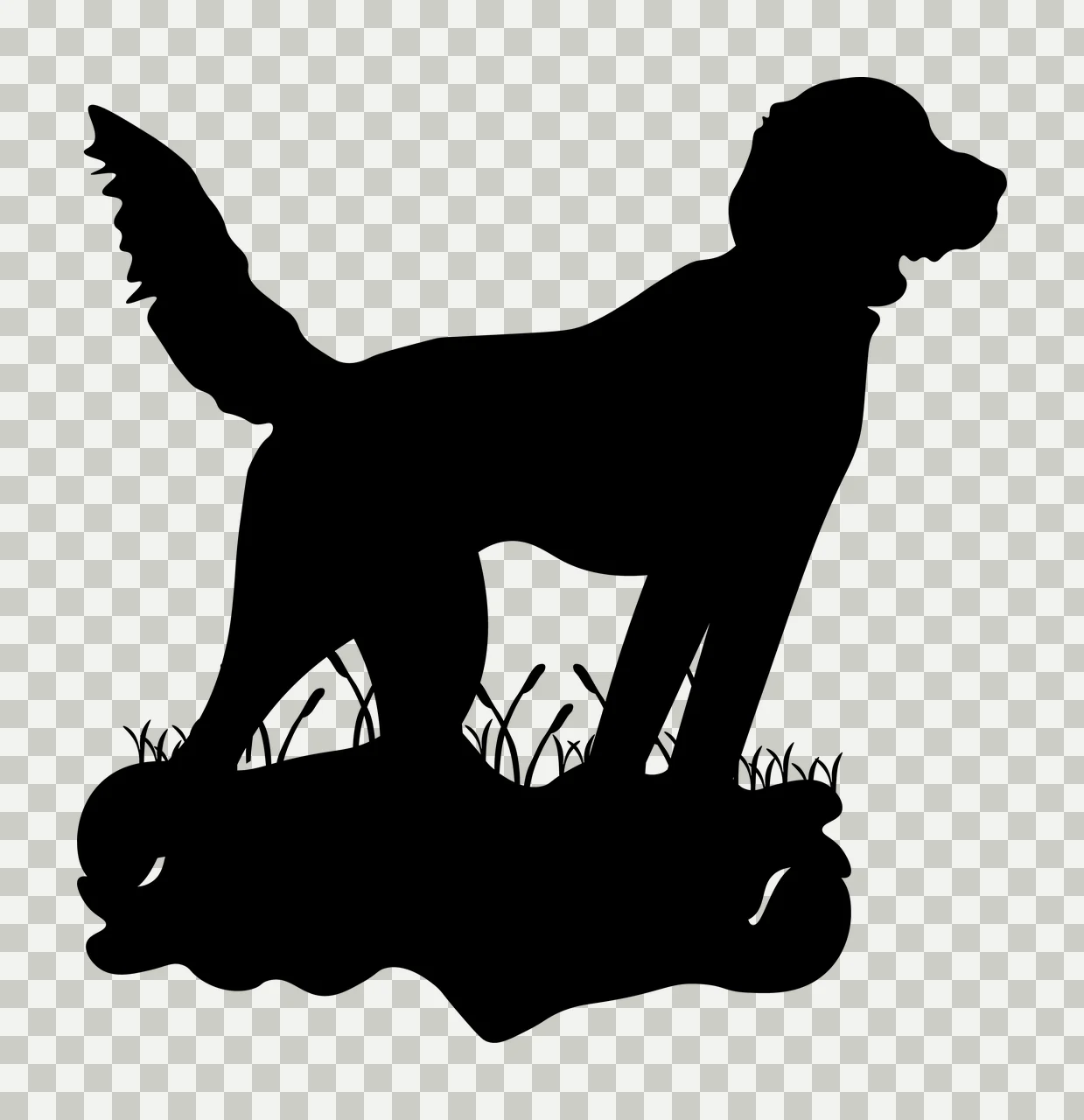 Dog Silhouette Standing In Grass black white outdoors animal transparency and detail preview thumbnail