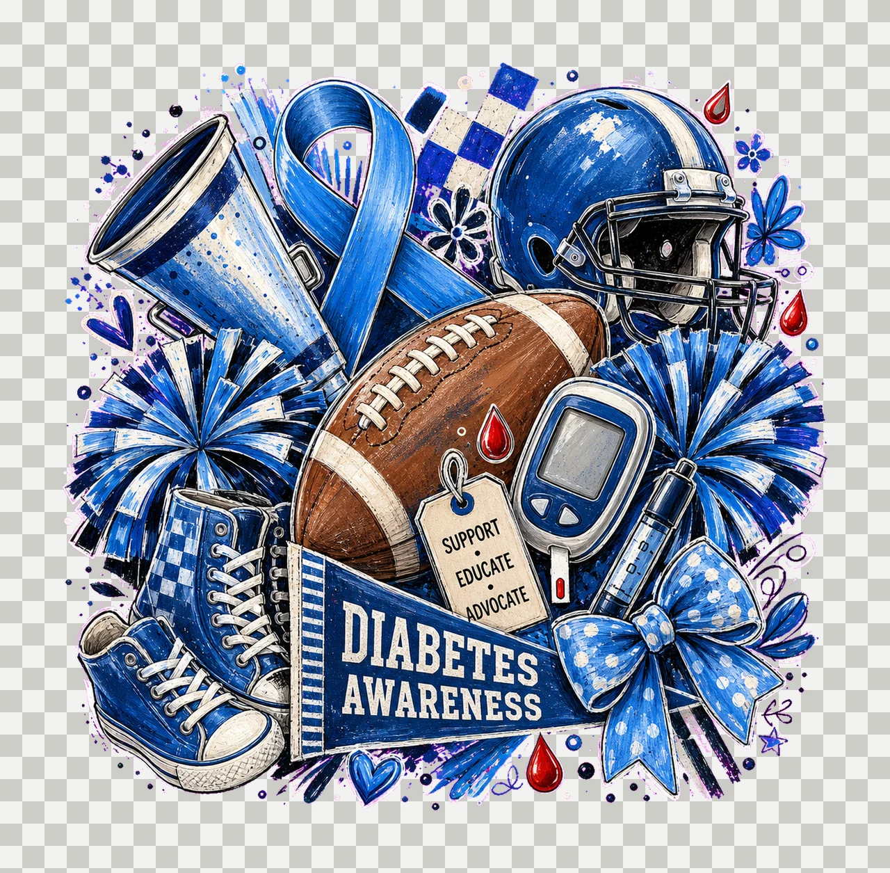 Football Diabetes Awareness Pep Collage bundle 01 transparency and detail preview thumbnail