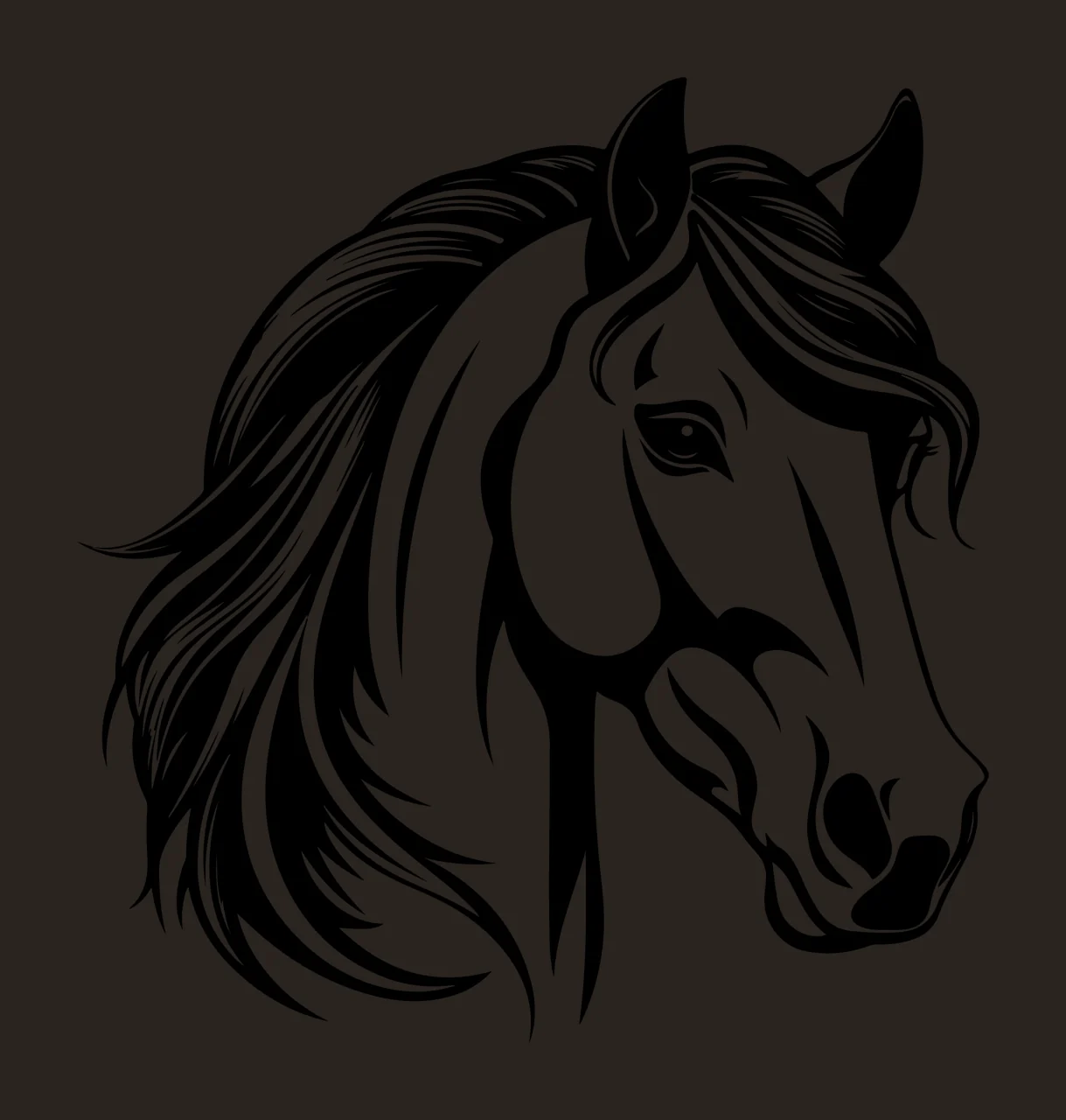 Horse Head Side Profile Illustration mane black white animal contrast preview thumbnail