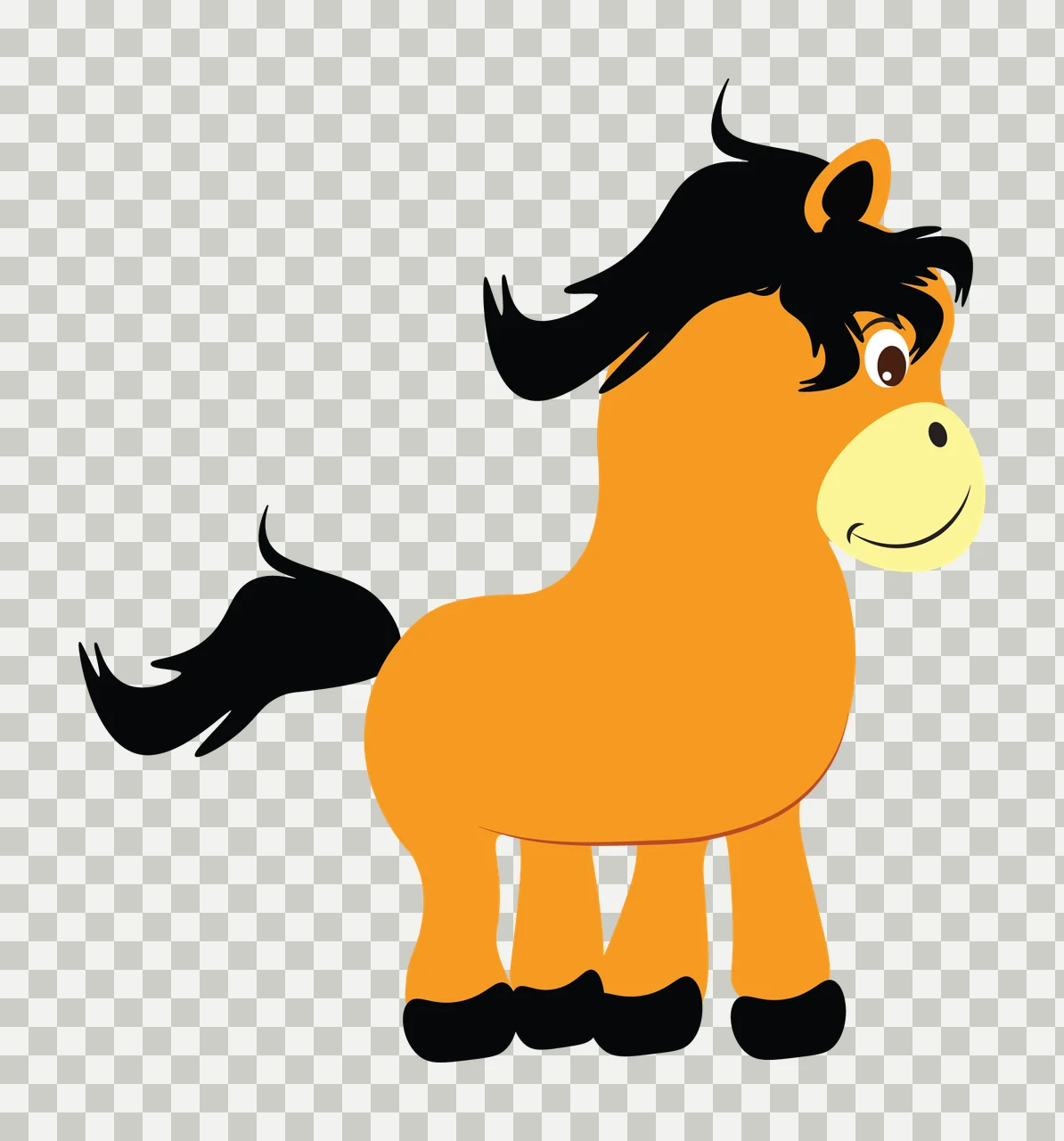 Animal Pony Standing Side Profile Silhouette black white horse transparency and detail preview thumbnail