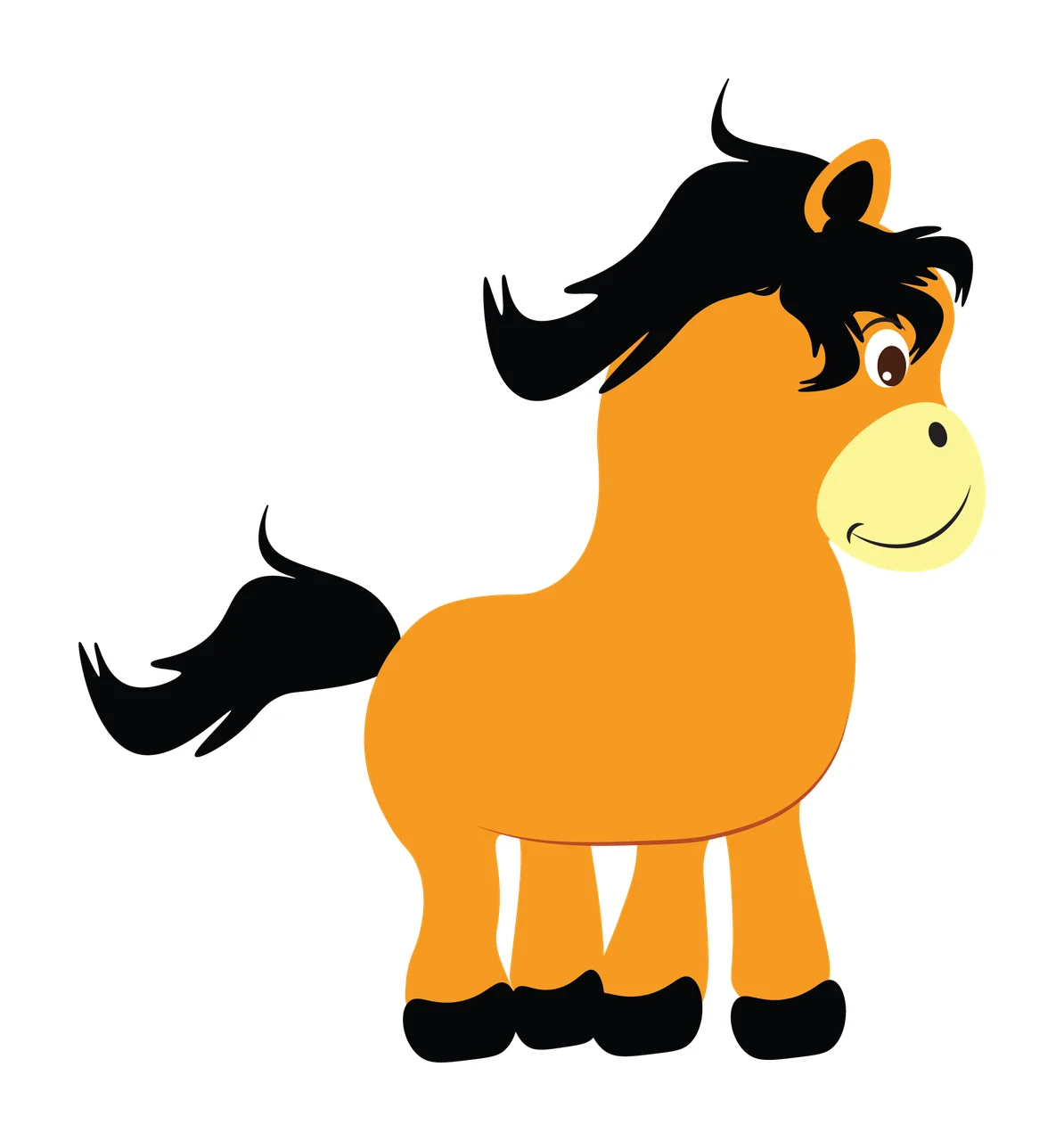 Animal Pony Standing Side Profile Silhouette black white horse