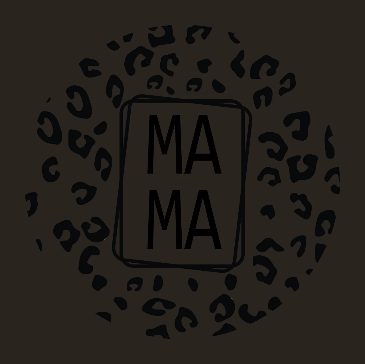 MAMA Typography with rectangle frame, leopard spots in black, white graphic Style contrast preview thumbnail