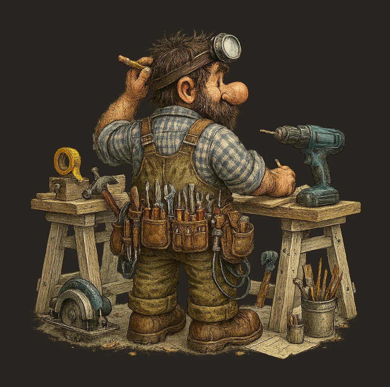 Handyman Artwork Funny Carpenter DIY Worker Fathers Day Gift contrast preview thumbnail